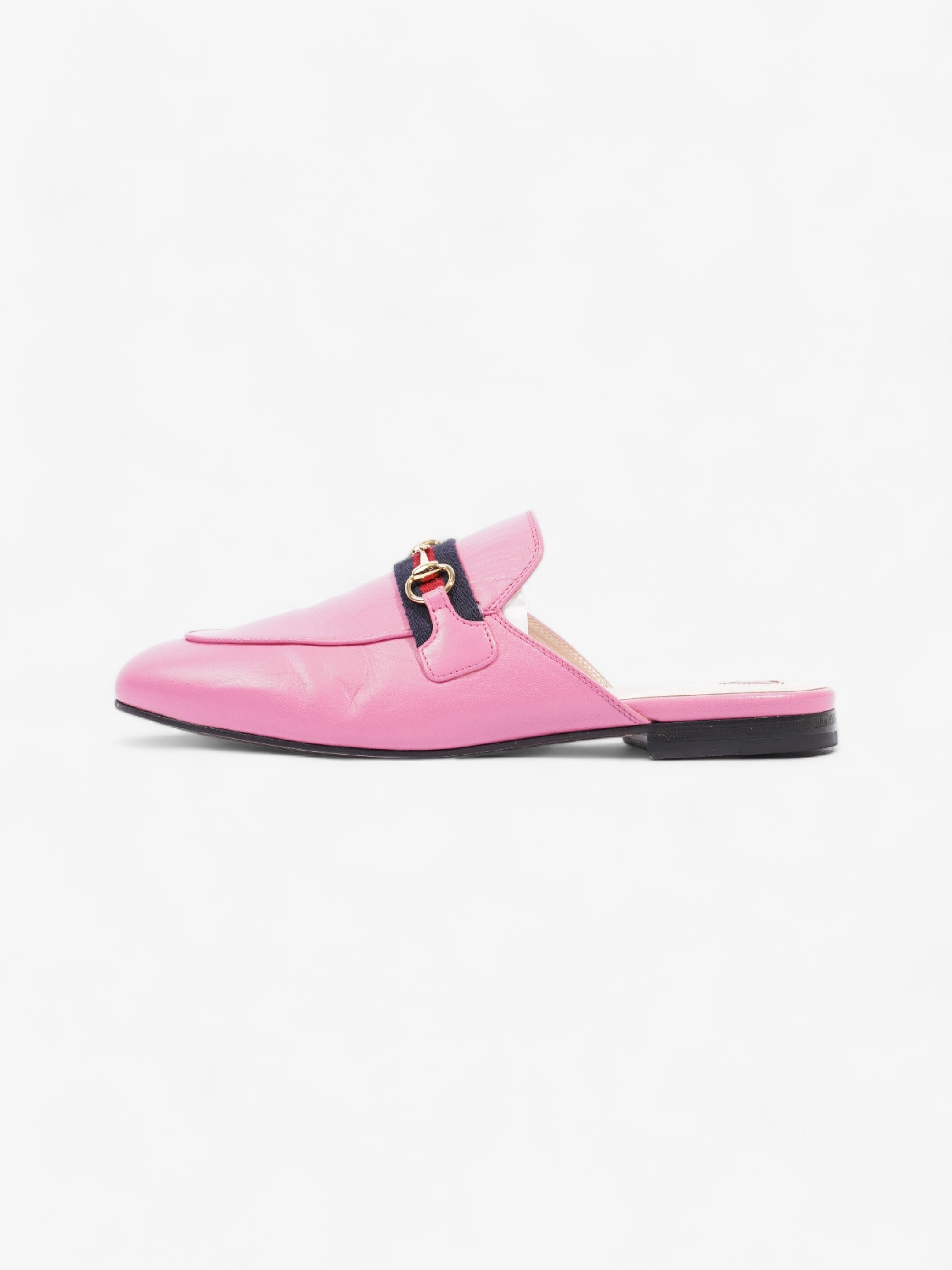 Gucci Malaga Kid Web Princetown Pink Tropical Flower Calfskin Leather EU 40 UK 7
