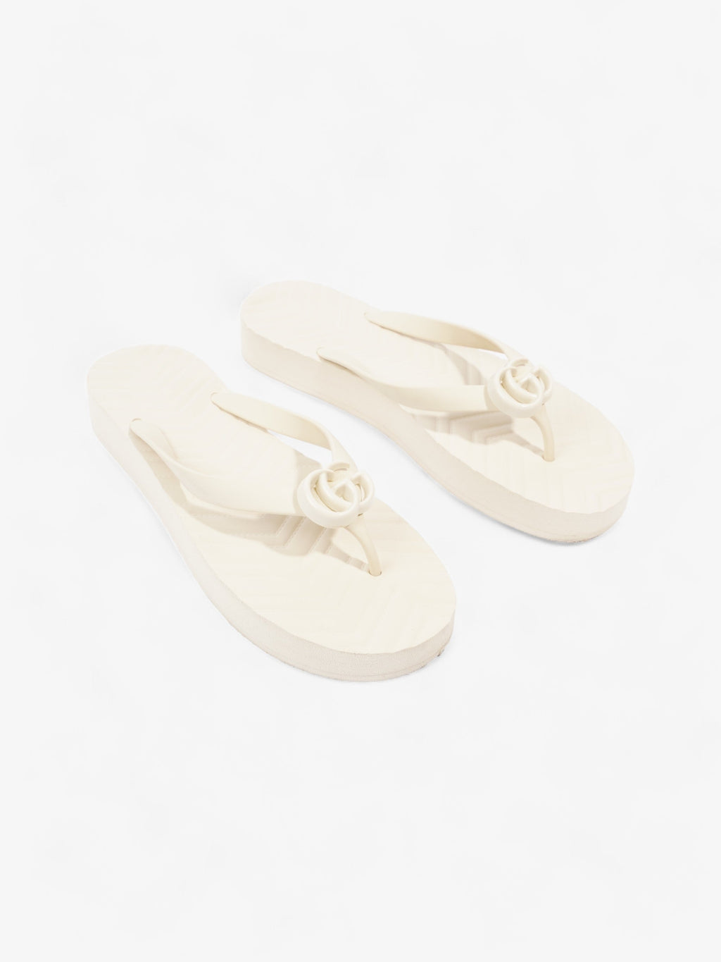 Gucci Marmont Thong Sandal Cream Rubber EU 42 UK 9