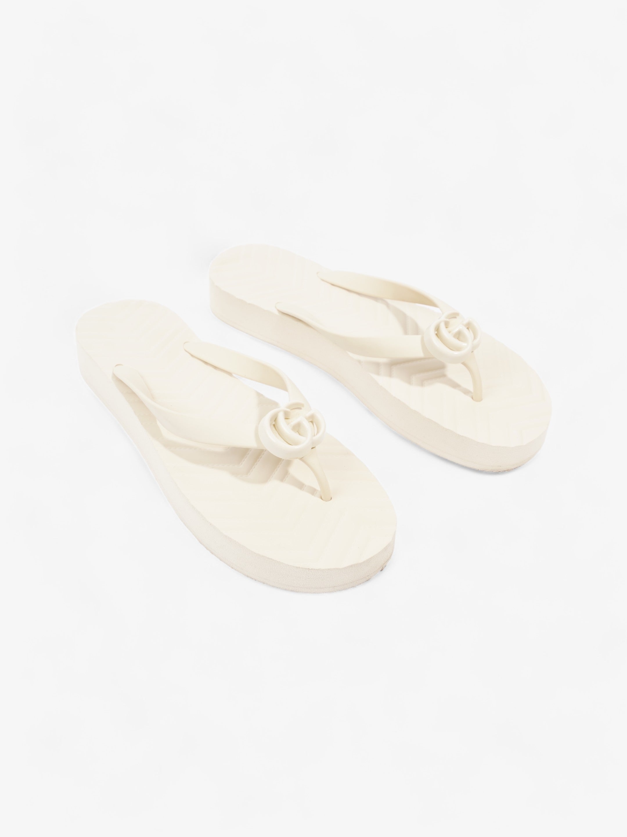 Gucci Marmont Thong Sandal Cream Rubber EU 42 UK 9