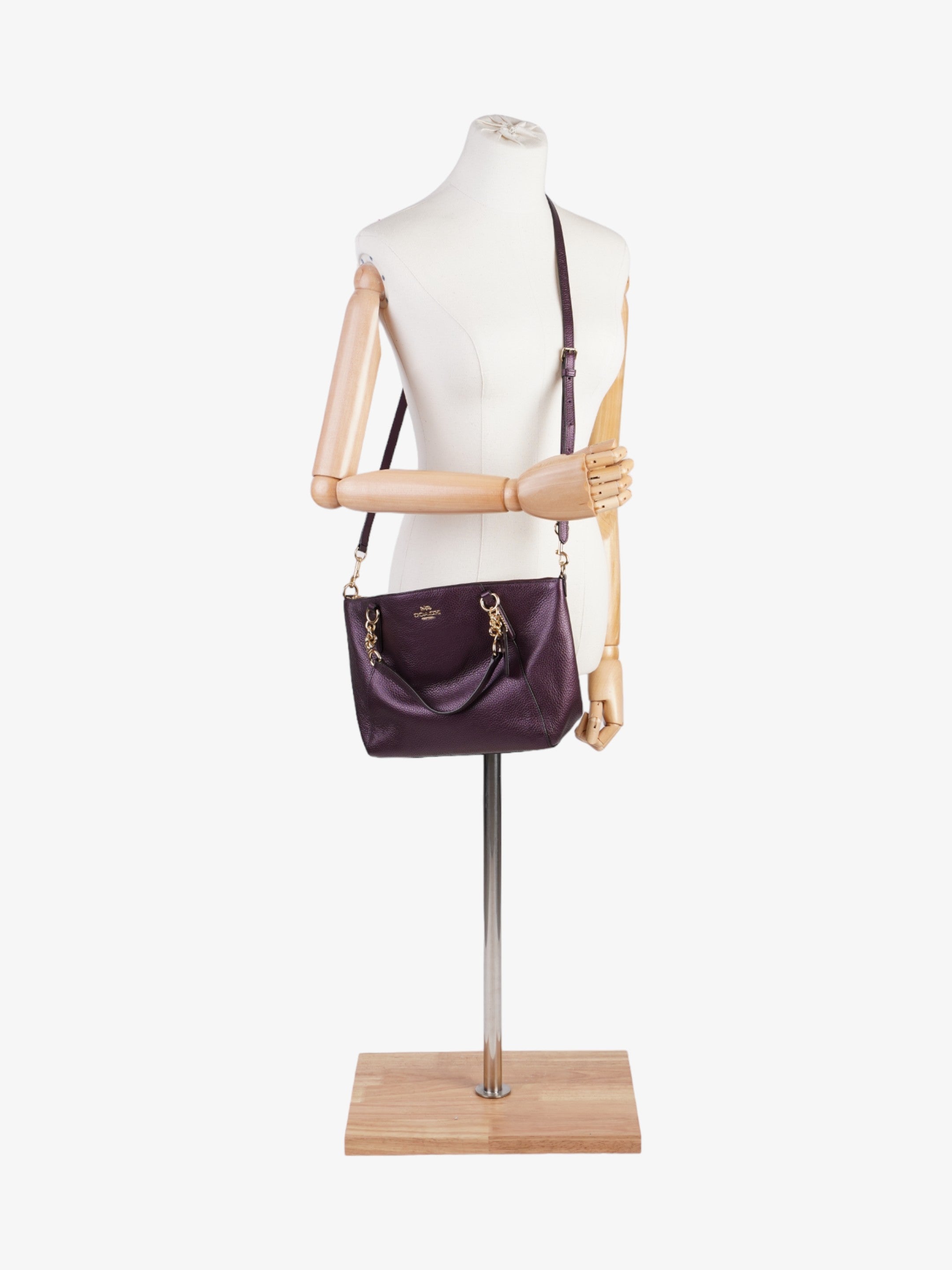 Coach Kelsey Chain Satchel Purple Leather Small