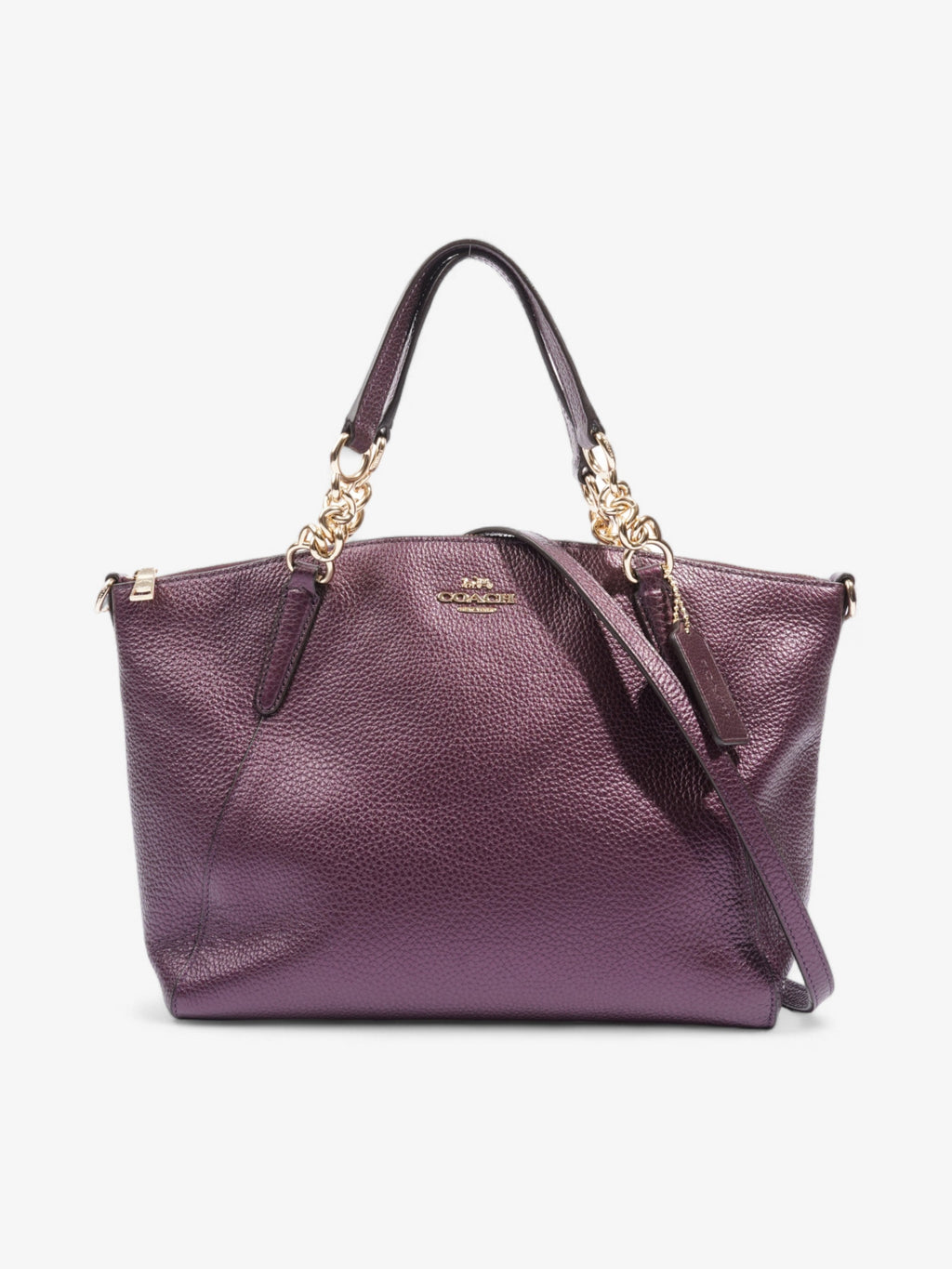 Coach Kelsey Chain Satchel Purple Leather Small