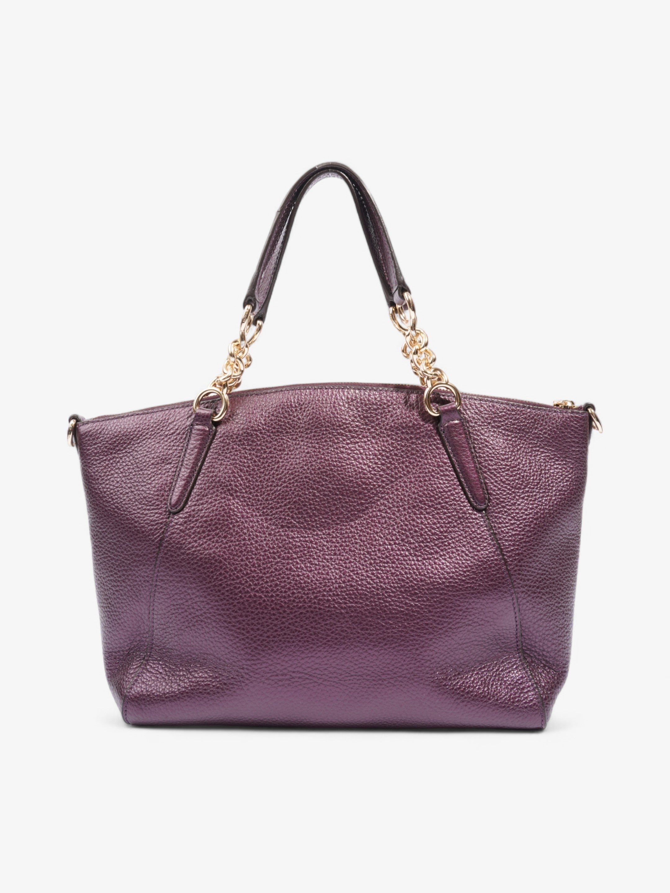 Coach Kelsey Chain Satchel Purple Leather Small