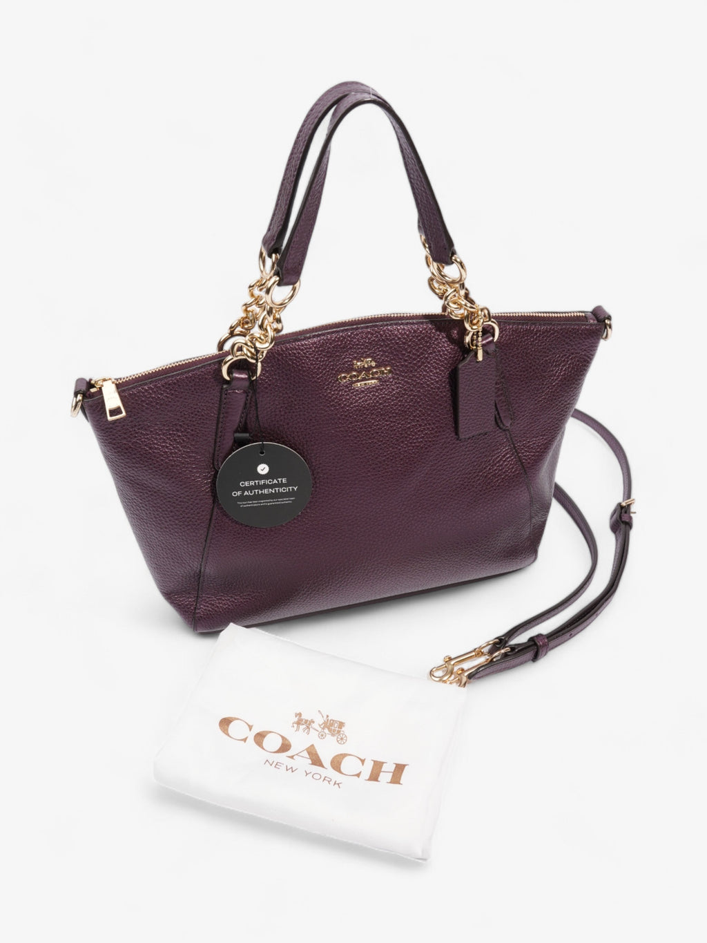 Coach Kelsey Chain Satchel Purple Leather Small