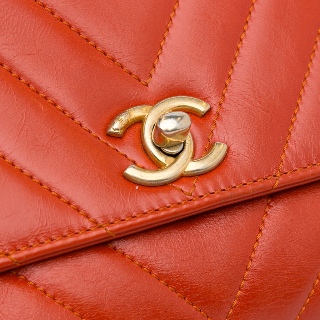 Chanel Small Lambskin Chevron Coco Top Handle Bag