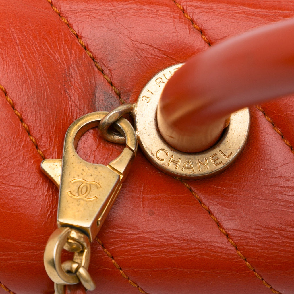 Chanel Small Lambskin Chevron Coco Top Handle Bag