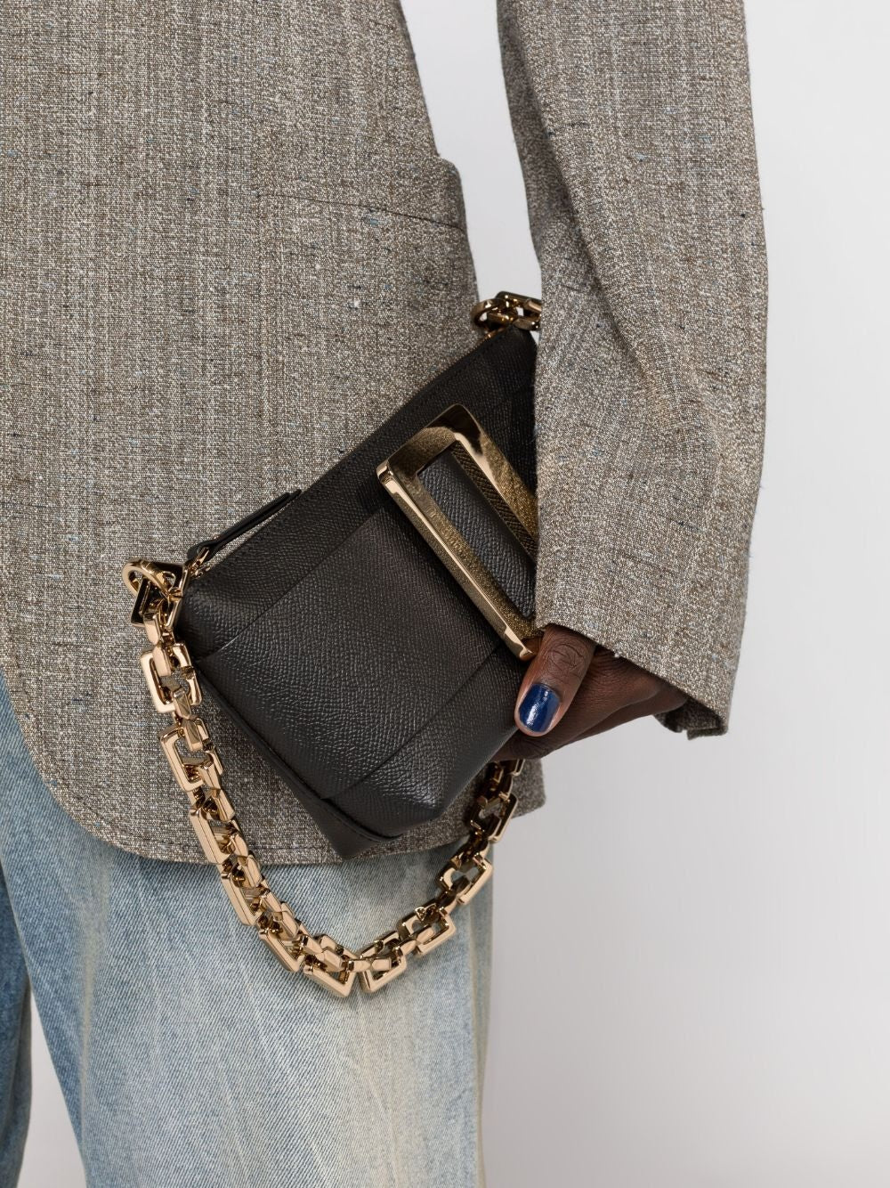 BUCKLE POUCHETTE EPSOM LEATHER HANDBAG