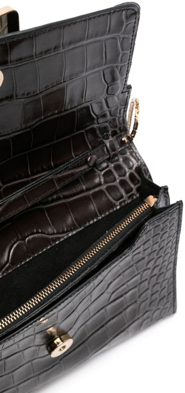 BUCKLE TRAVEL CASE CROCO EMBOSSED LEATHER CLUTCH BAG