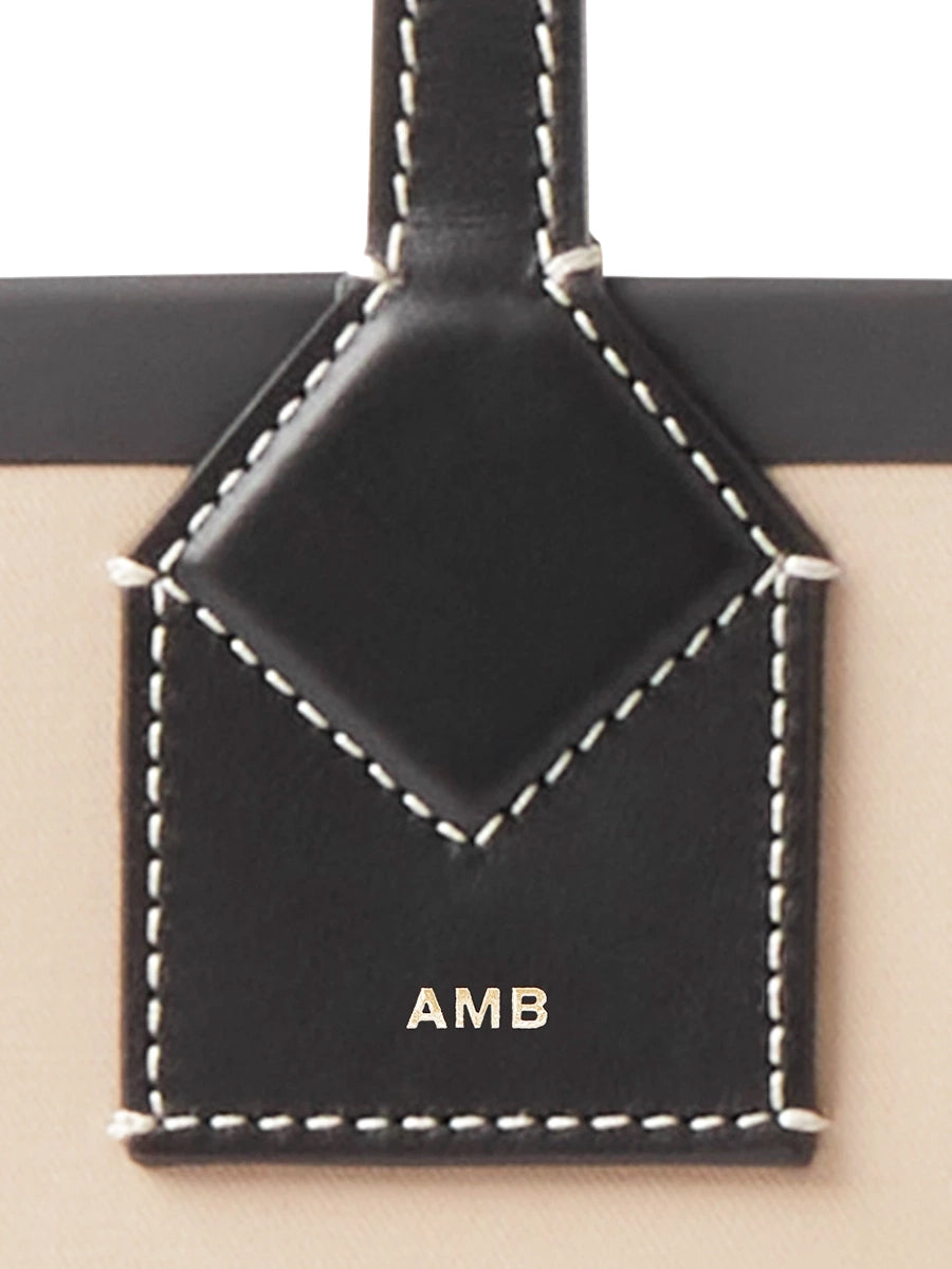 Label Print Cotton and Leather Small London Tote Bag
