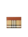 Vintage Check and Leather Card Case in Archive Beige