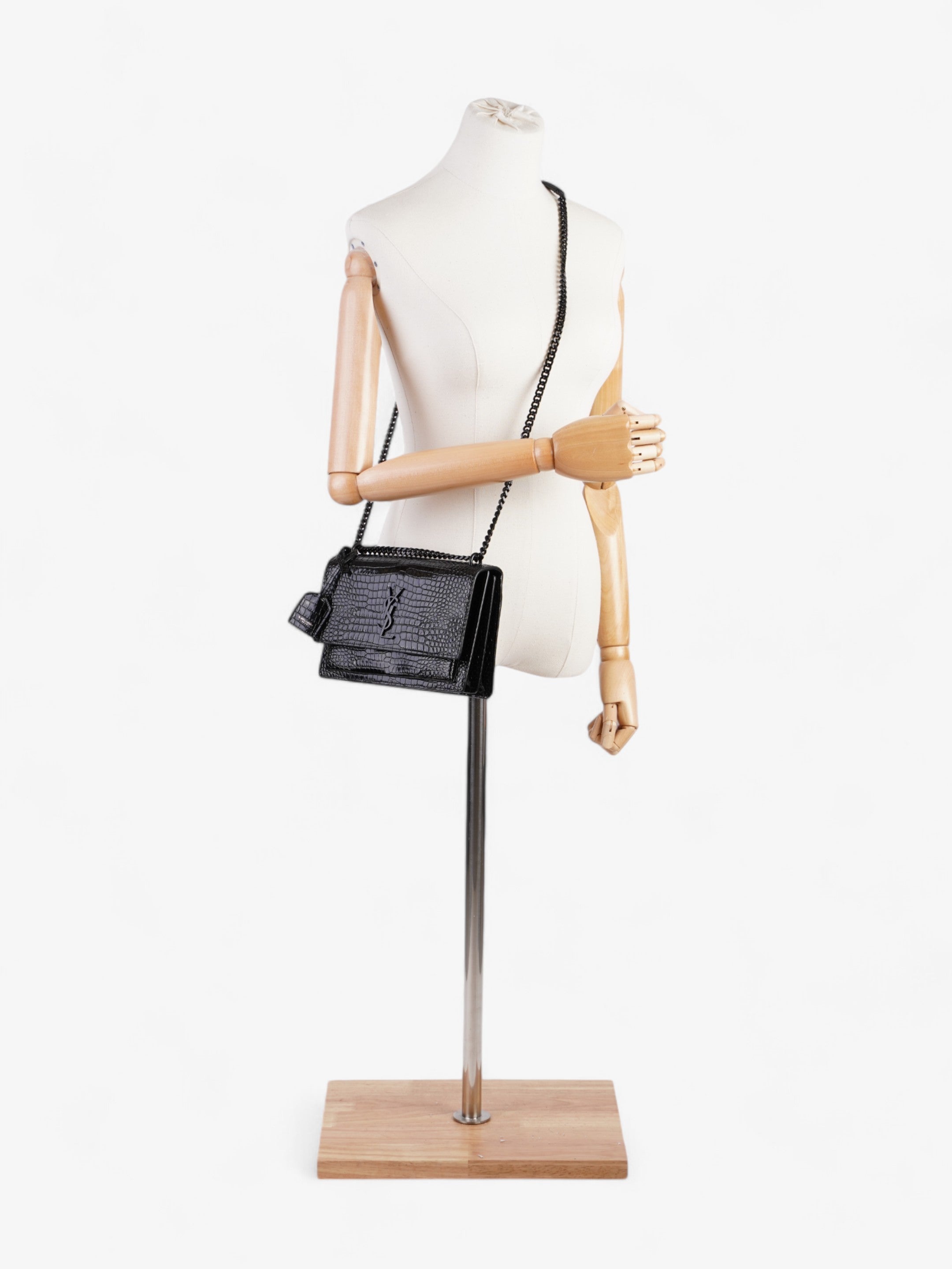 Saint Laurent Sunset Black Embossed Leather Medium
