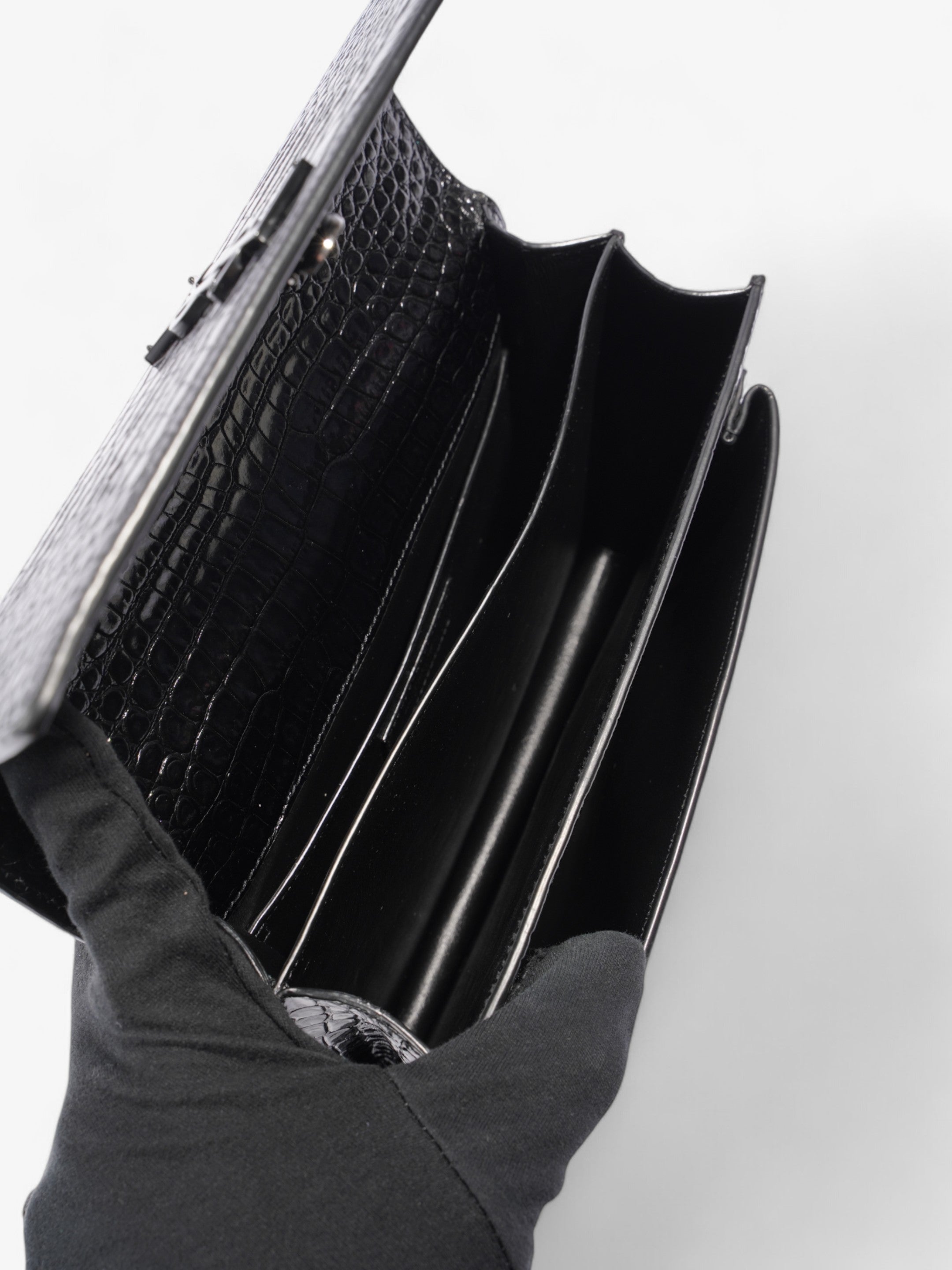 Saint Laurent Sunset Black Embossed Leather Medium
