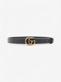 Gucci GG Marmont Thin Belt Black Leather 70cm 28"