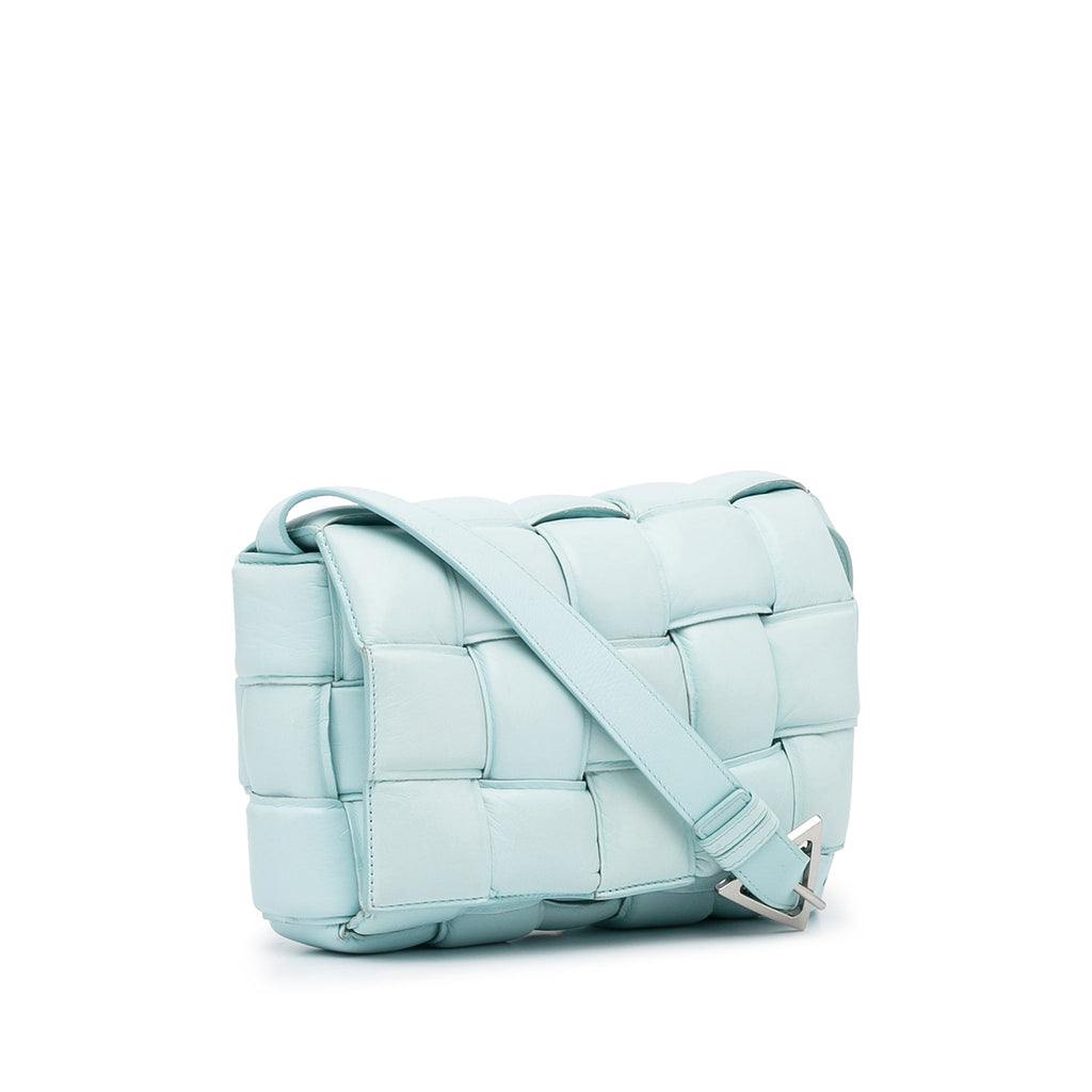 SALE Bottega Veneta Padded Cassette Blue Leather