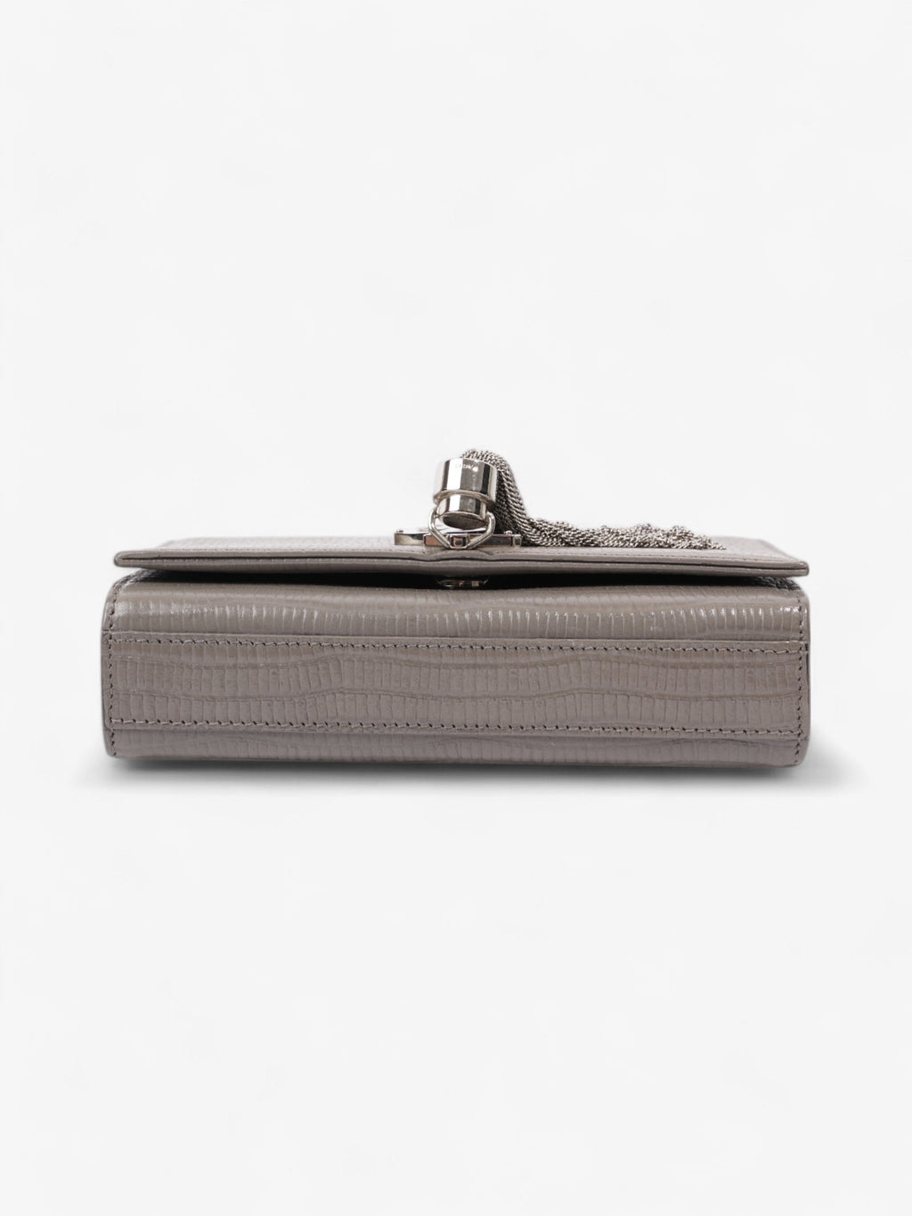 Saint Laurent Kate Tassel Grey Embossed Leather Small