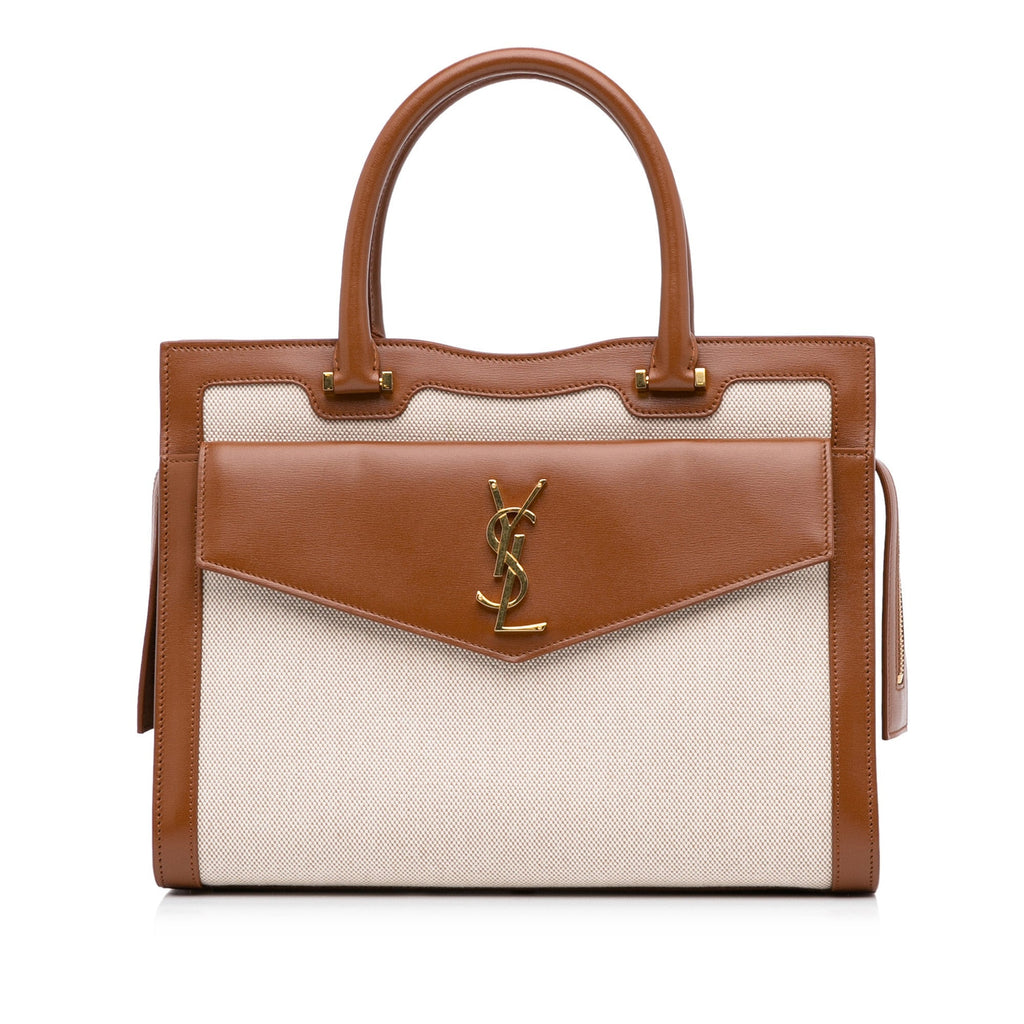 Yves Saint Laurent Uptown Tote Medium Brown Canvas