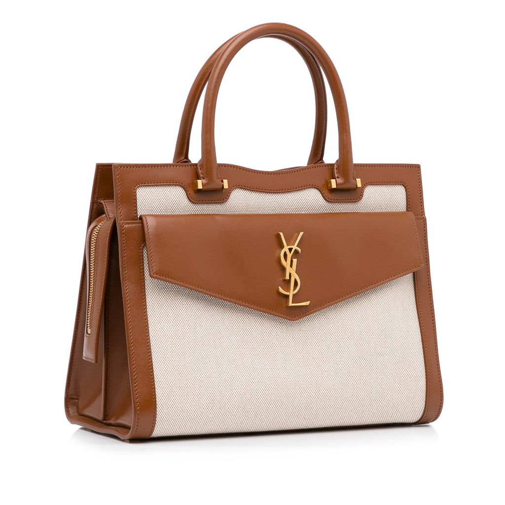 Yves Saint Laurent Uptown Tote Medium Brown Canvas