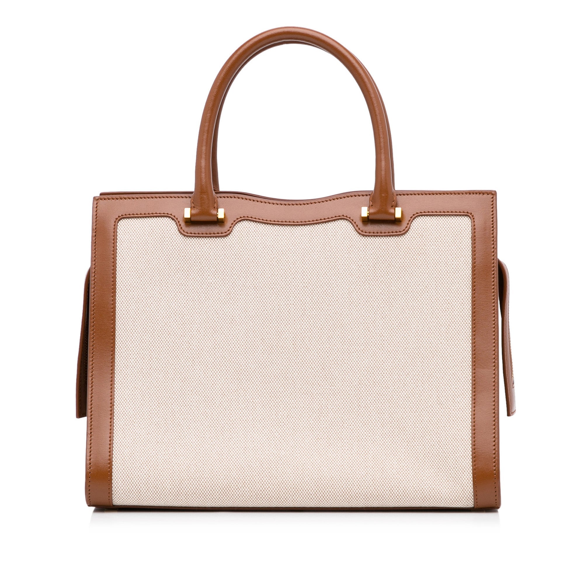 Beige Saint Laurent Medium Canvas Uptown Tote Satchel