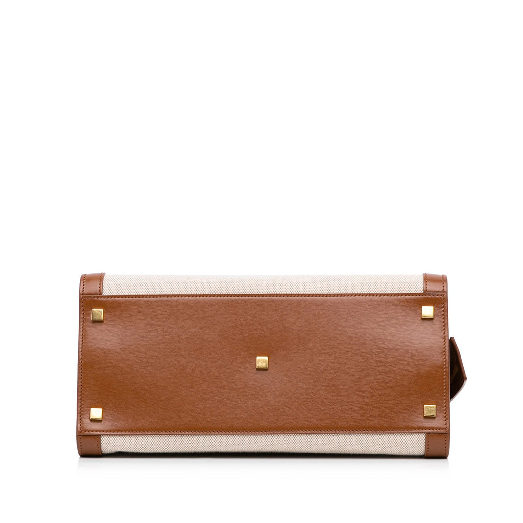 Yves Saint Laurent Uptown Tote Medium Brown Canvas