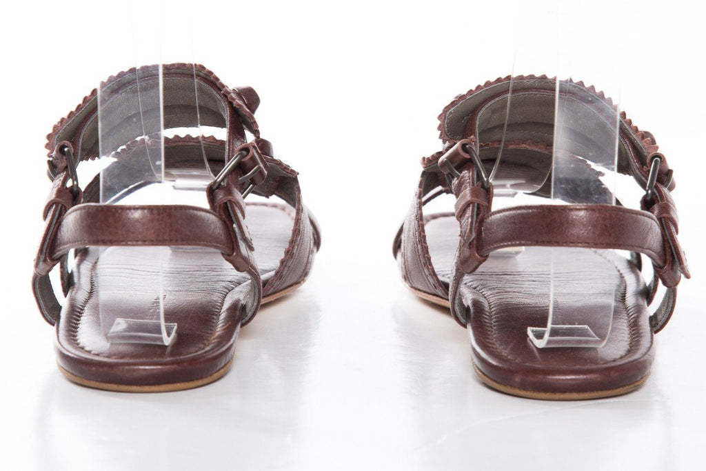 Balenciaga Brown Leather Arena Multistrap Sandals SZ 35.5