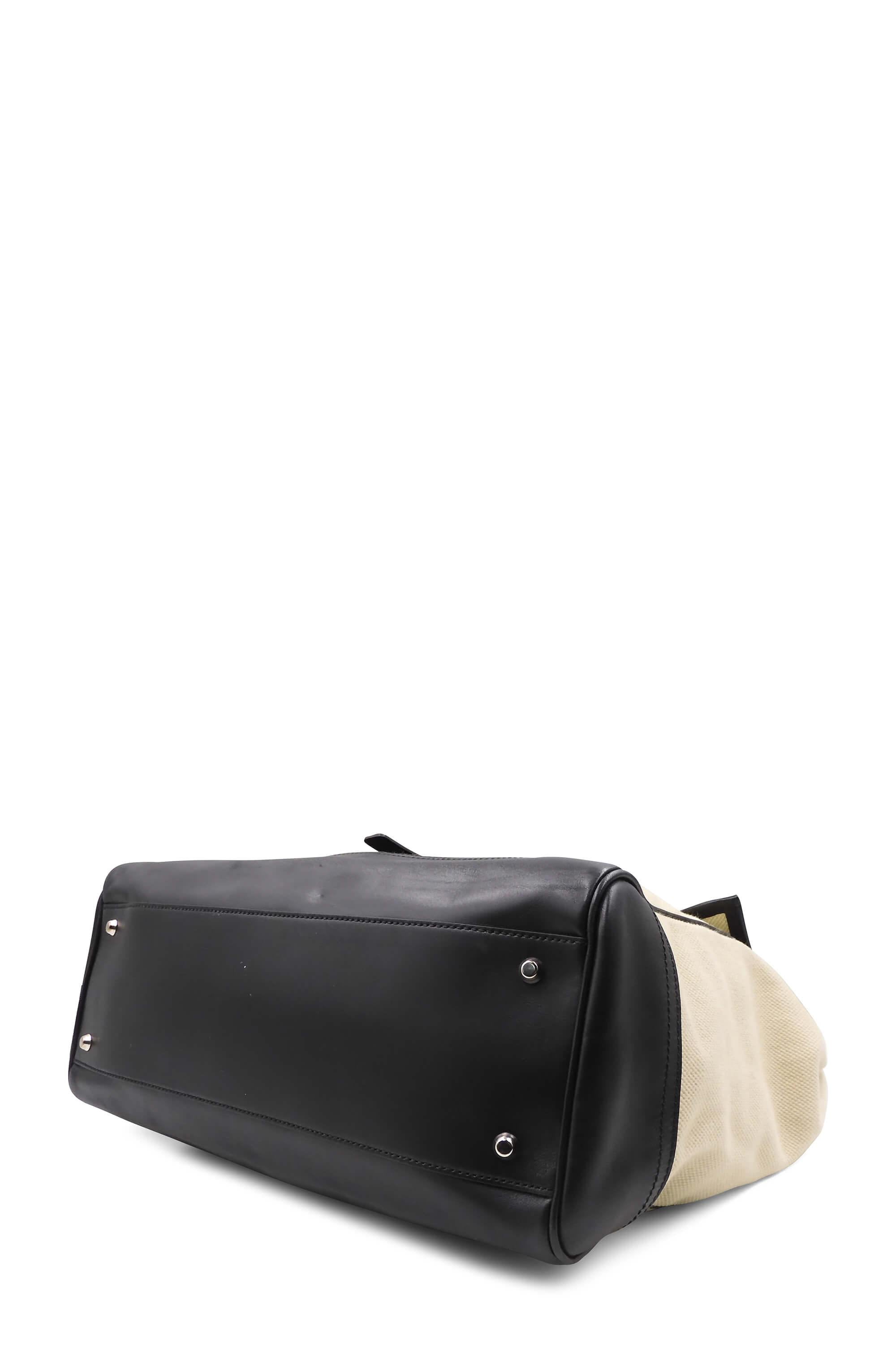Buckle Tote Tricolor Beige Grey Black