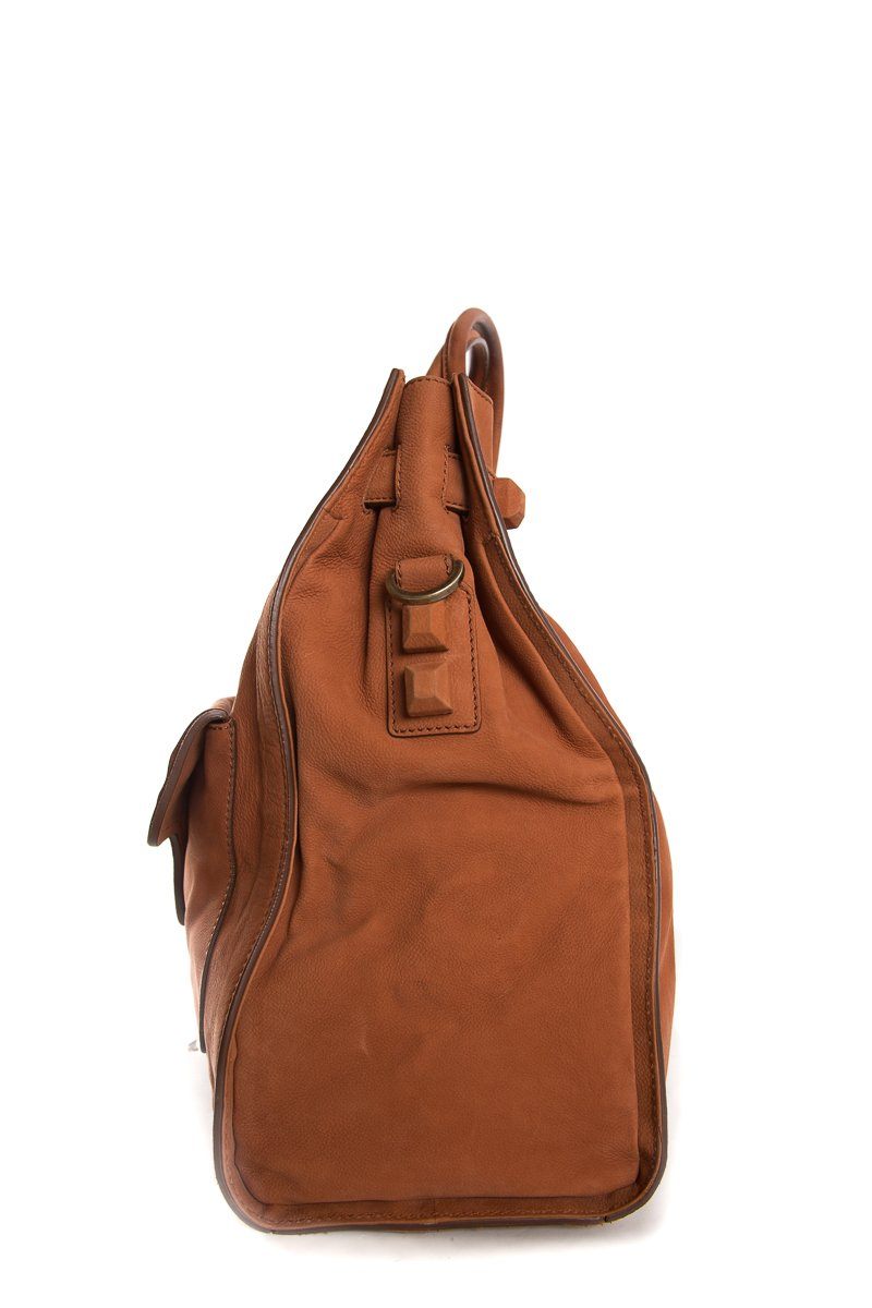 Balenciaga Orange Suede Lune Handle Bag