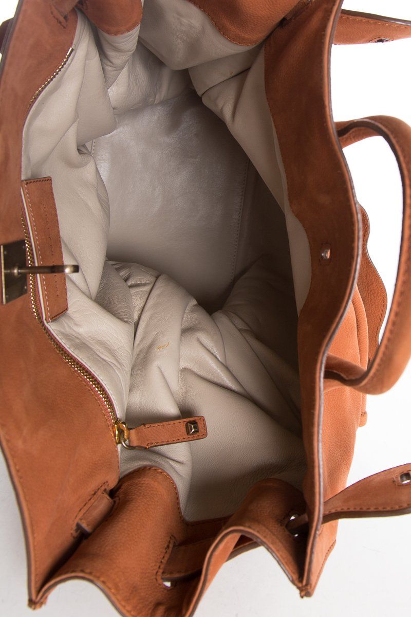 Balenciaga Orange Suede Lune Handle Bag
