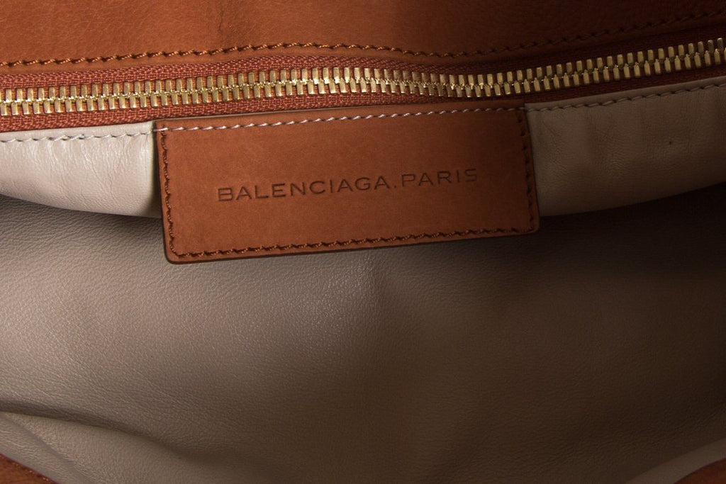 Balenciaga Orange Suede Lune Handle Bag