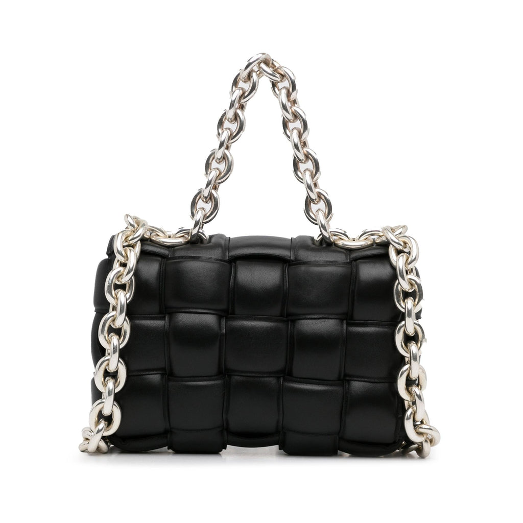 Bottega Veneta Calfskin Intrecciato Padded Chain Cassette Satchel (SHG-535Auh)