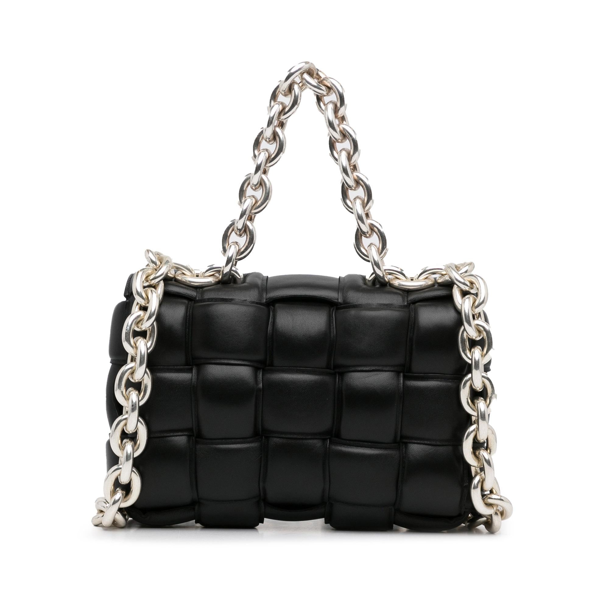 Bottega Veneta Calfskin Intrecciato Padded Chain Cassette Satchel (SHG-535Auh)