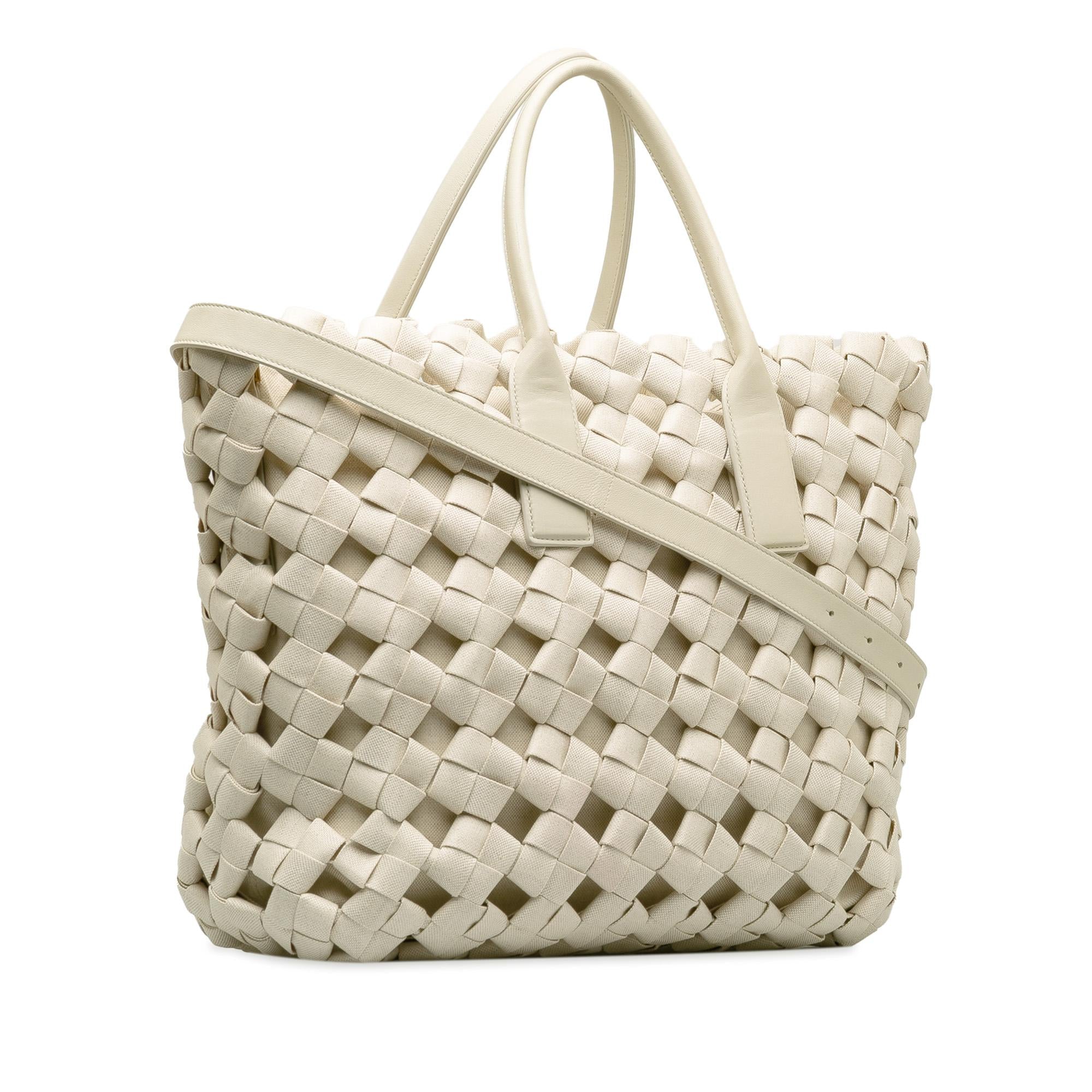 Bottega Veneta Canvas Window Woven Satchel (SHG-7SHWpr)