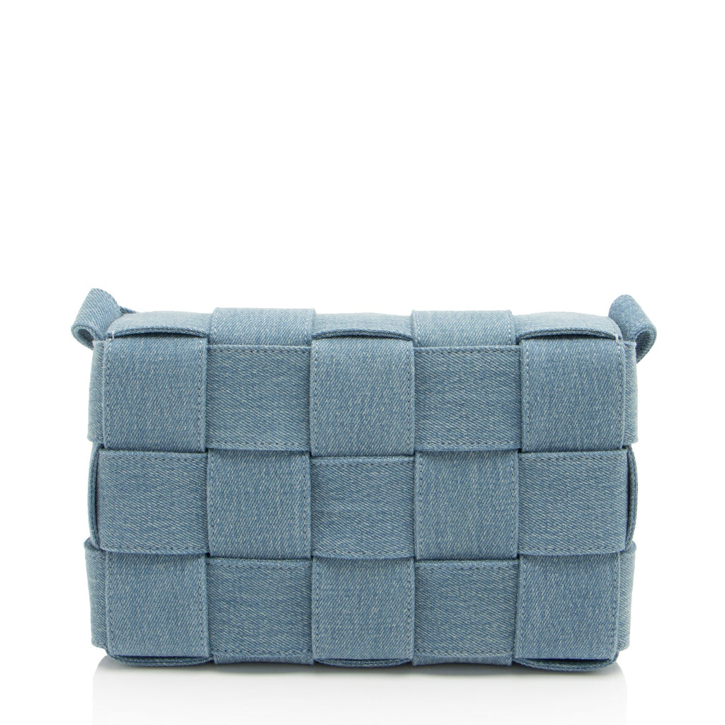 Bottega Veneta Denim Intrecciato Cassette Crossbody (SHF-bjvGME)