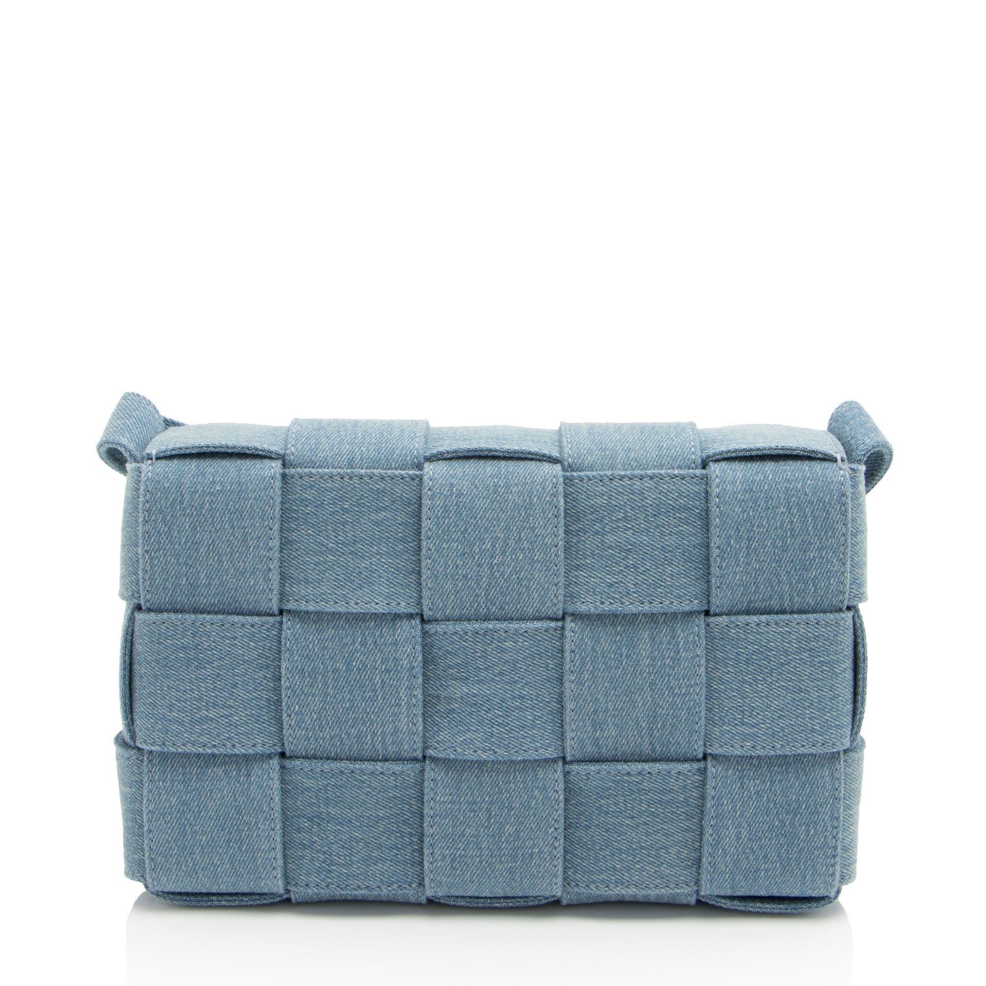Bottega Veneta Denim Intrecciato Cassette Crossbody (SHF-bjvGME)