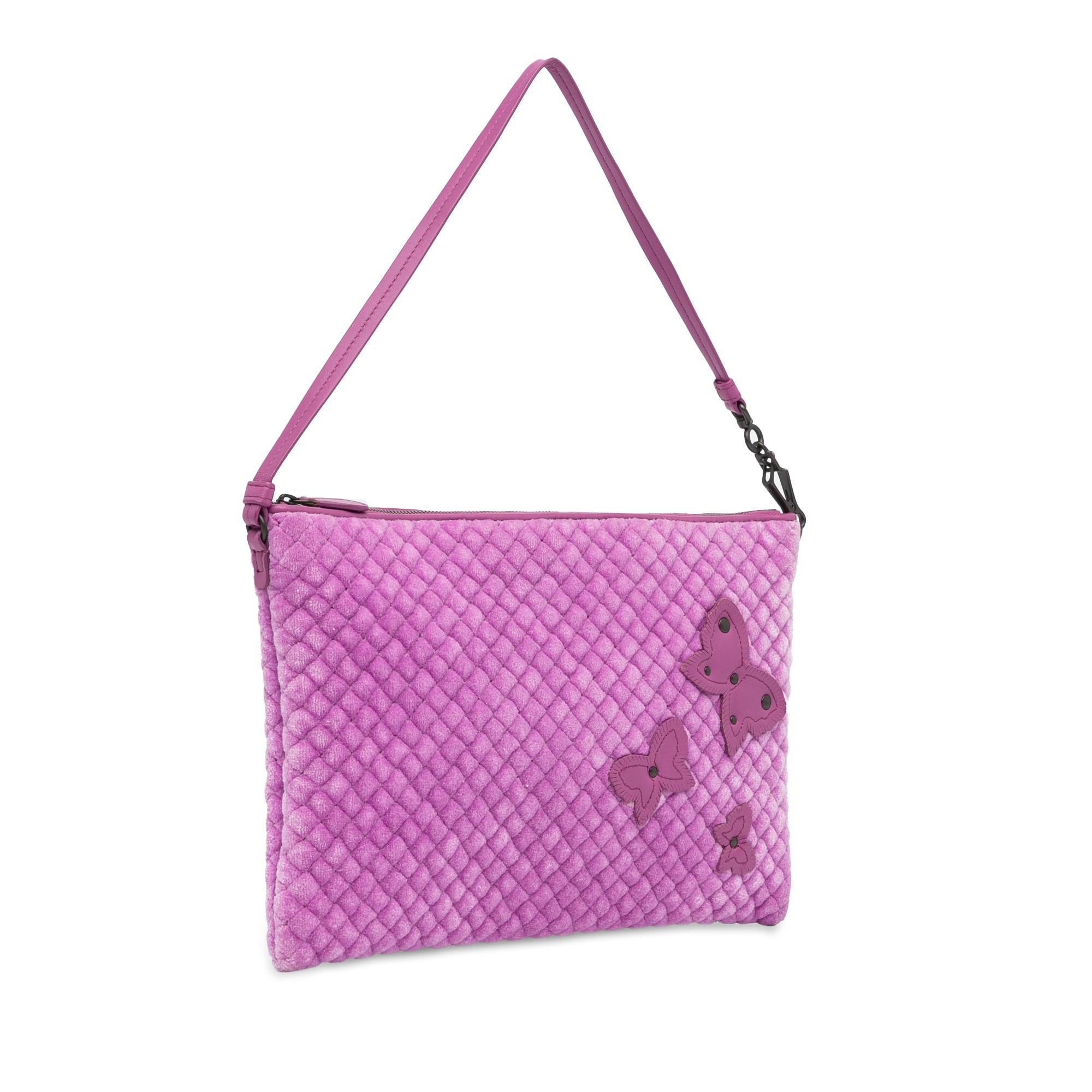 Bottega Veneta Intrecciato Butterfly Pochette Velvet Shoulder Bag (SHG-zQpmgw)