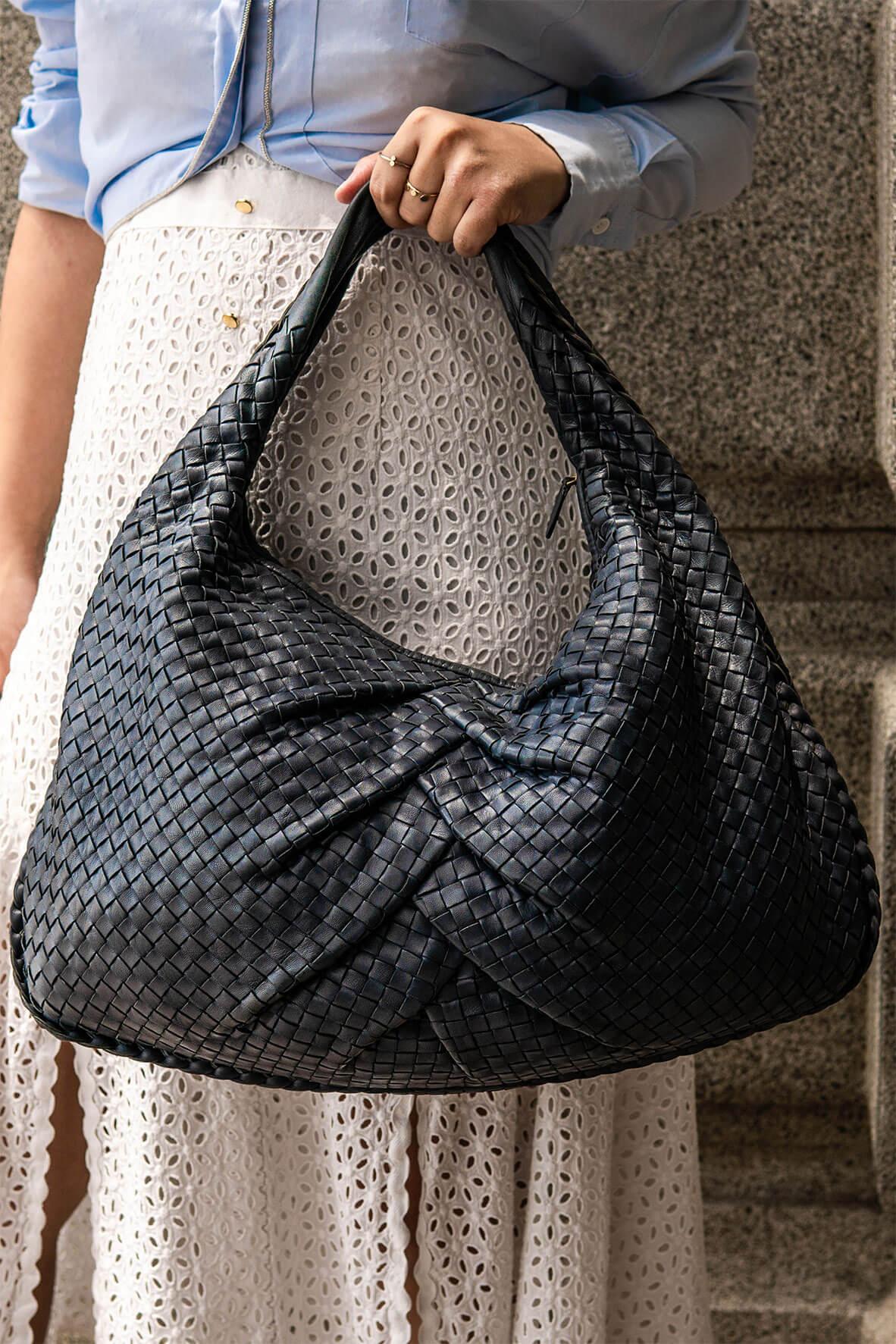 Intrecciato Leather Hobo Dark Slate