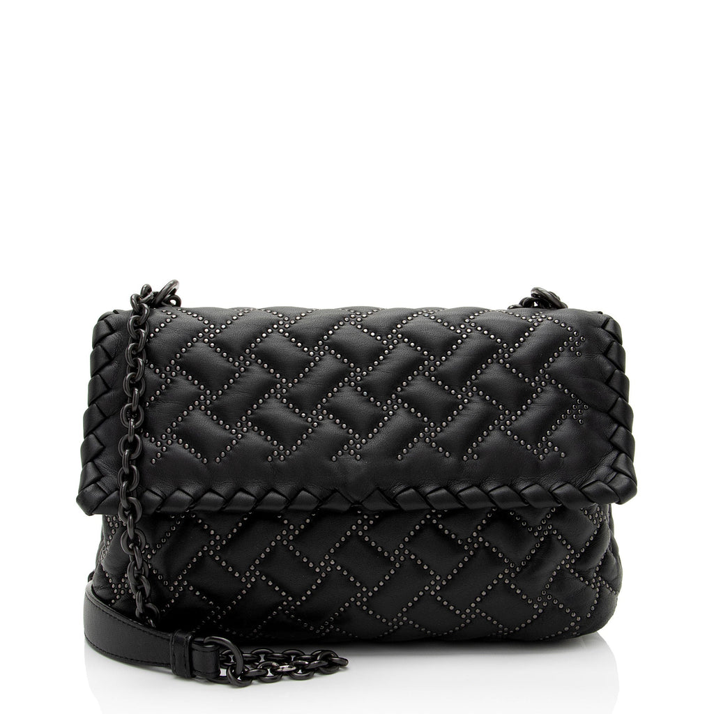 Bottega Veneta Intrecciato Microstud Olimpia Medium Shoulder Bag (SHF-1Fq6ti)