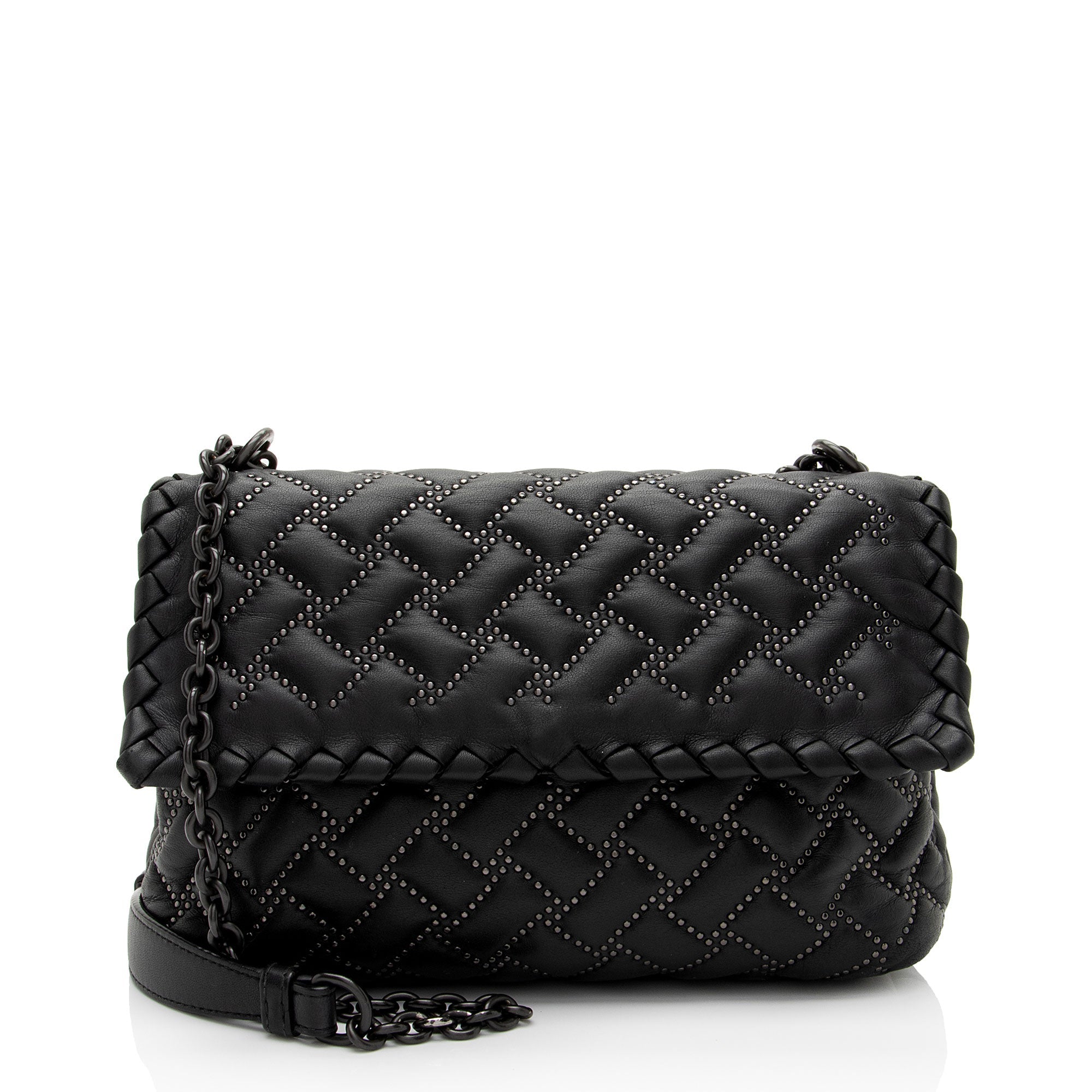 Bottega Veneta Intrecciato Microstud Olimpia Medium Shoulder Bag (SHF-1Fq6ti)