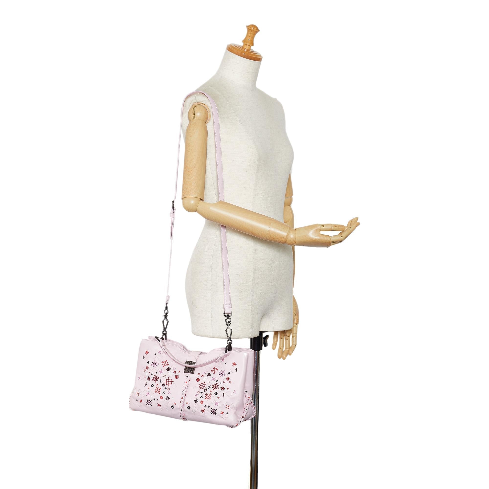 Bottega Veneta Intrecciato Napoli Meadow Flower Leather Satchel (SHG-1F8F3W)