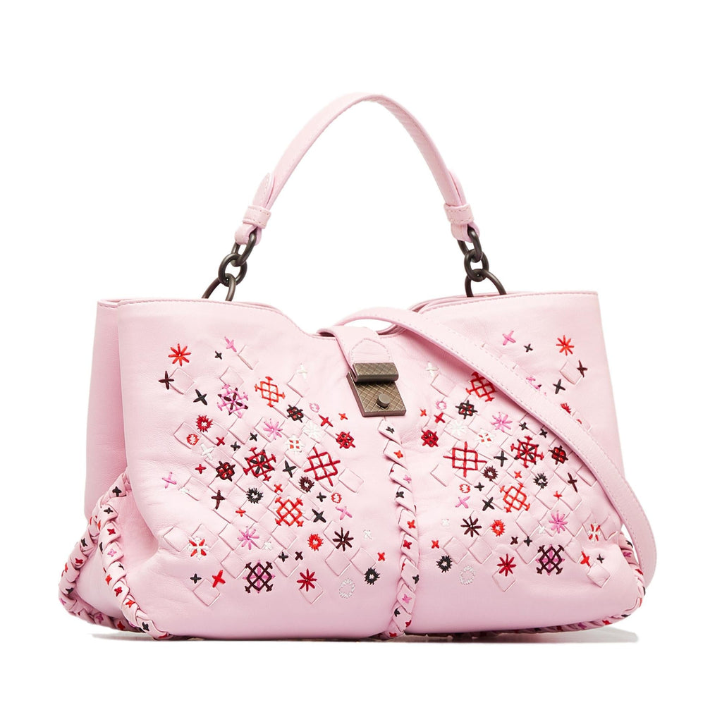 Bottega Veneta Intrecciato Napoli Meadow Flower Leather Satchel (SHG-1F8F3W)
