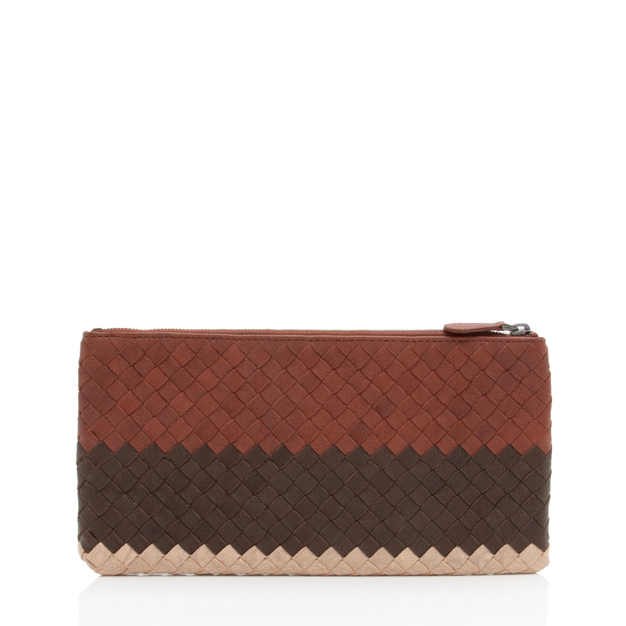 Bottega Veneta Intrecciato Nappa Tricolor Zip Pouch (SHF-y50aov)