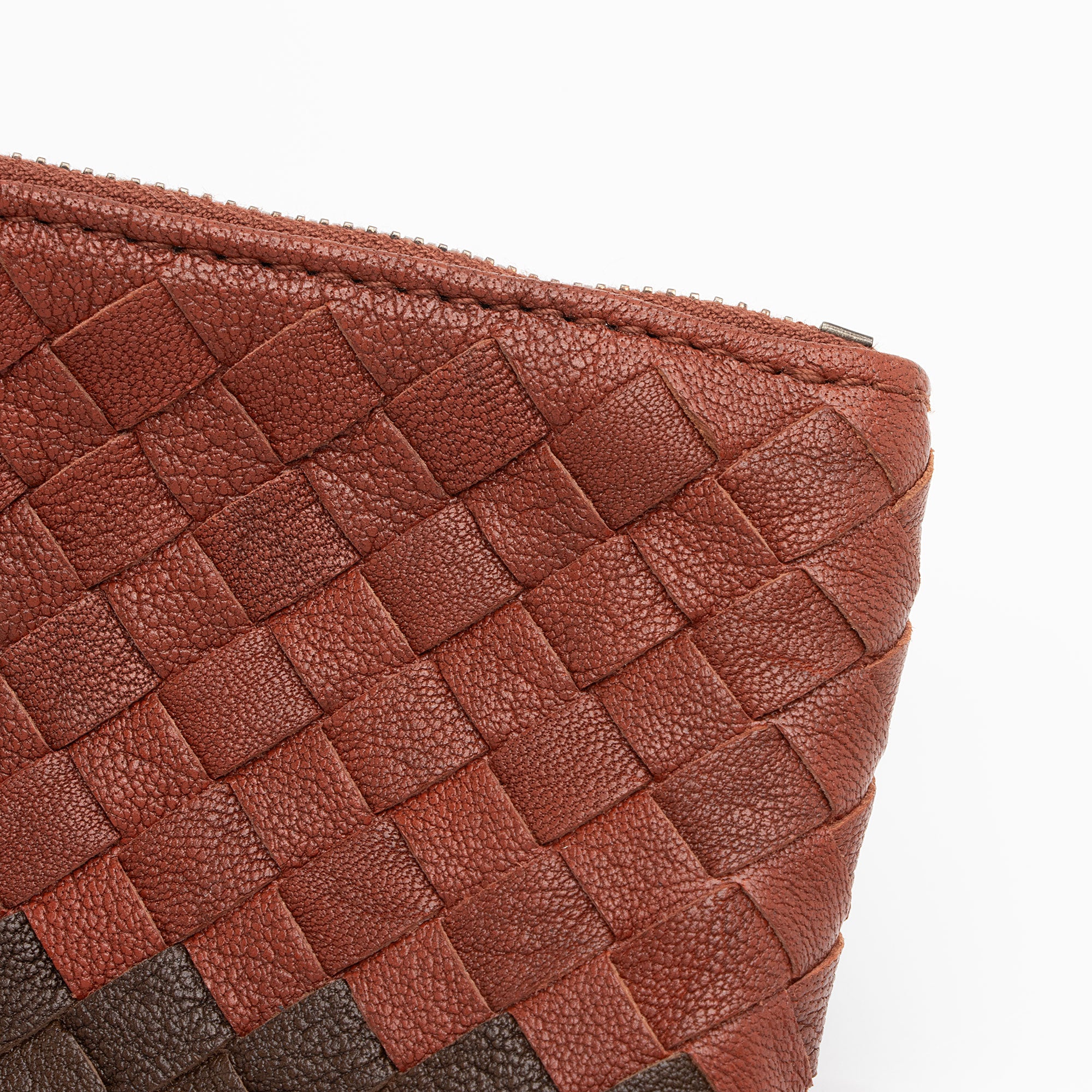 Bottega Veneta Intrecciato Nappa Tricolor Zip Pouch (SHF-y50aov)