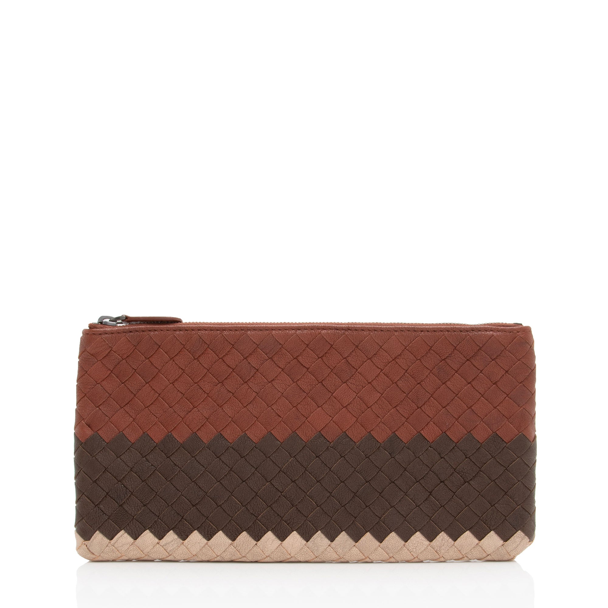 Bottega Veneta Intrecciato Nappa Tricolor Zip Pouch (SHF-y50aov)