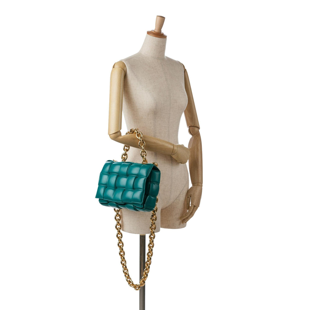 Bottega Veneta Intrecciato Padded Chain Cassette Satchel (SHG-9kIfzC)