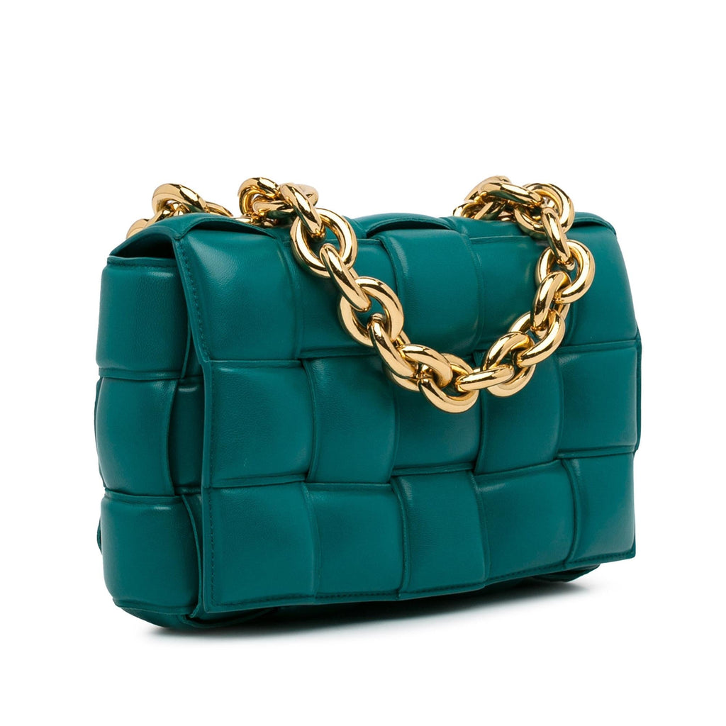 Bottega Veneta Intrecciato Padded Chain Cassette Satchel (SHG-9kIfzC)