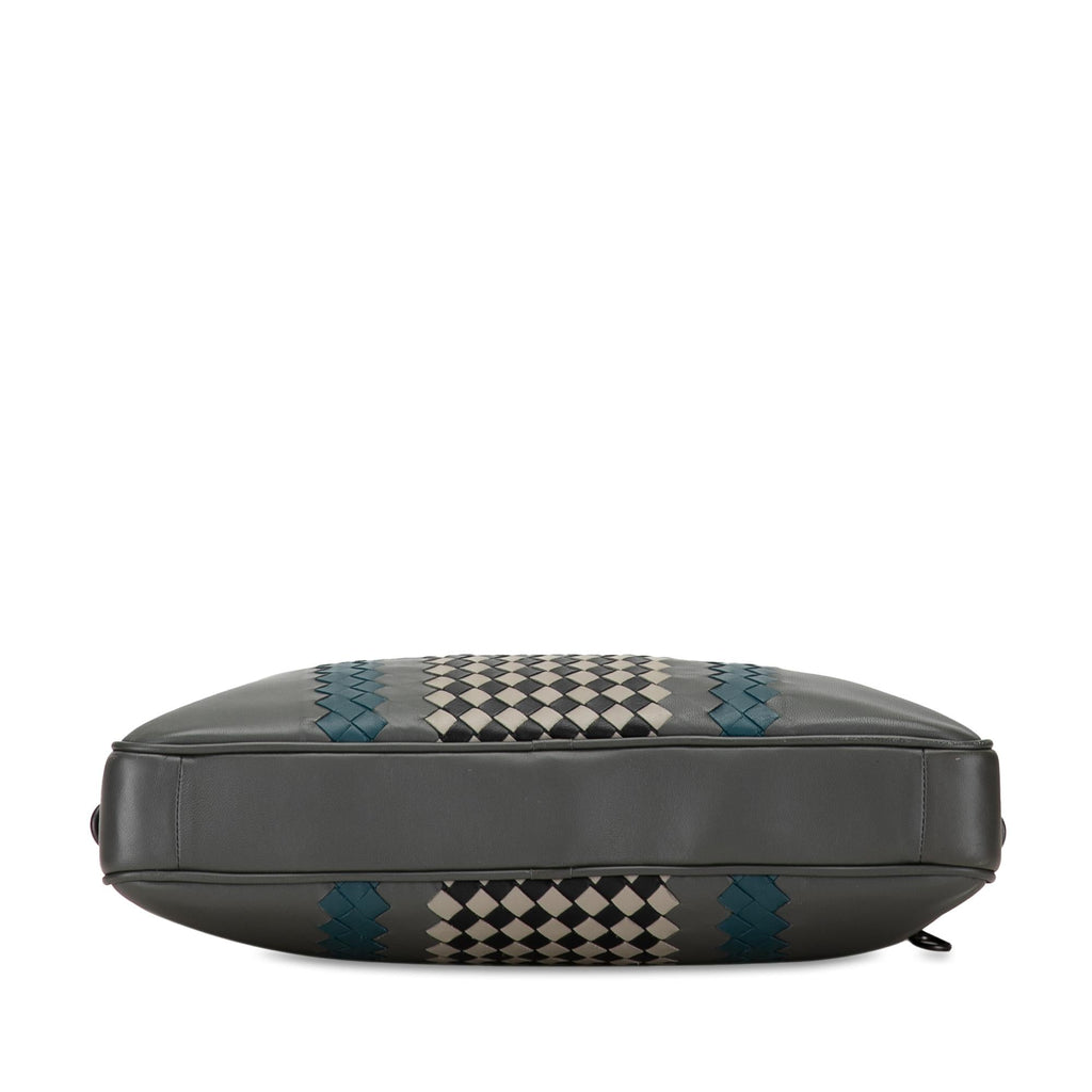 Bottega Veneta Intrecciato-Trimmed Leather Briefcase (SHG-XfagZD)