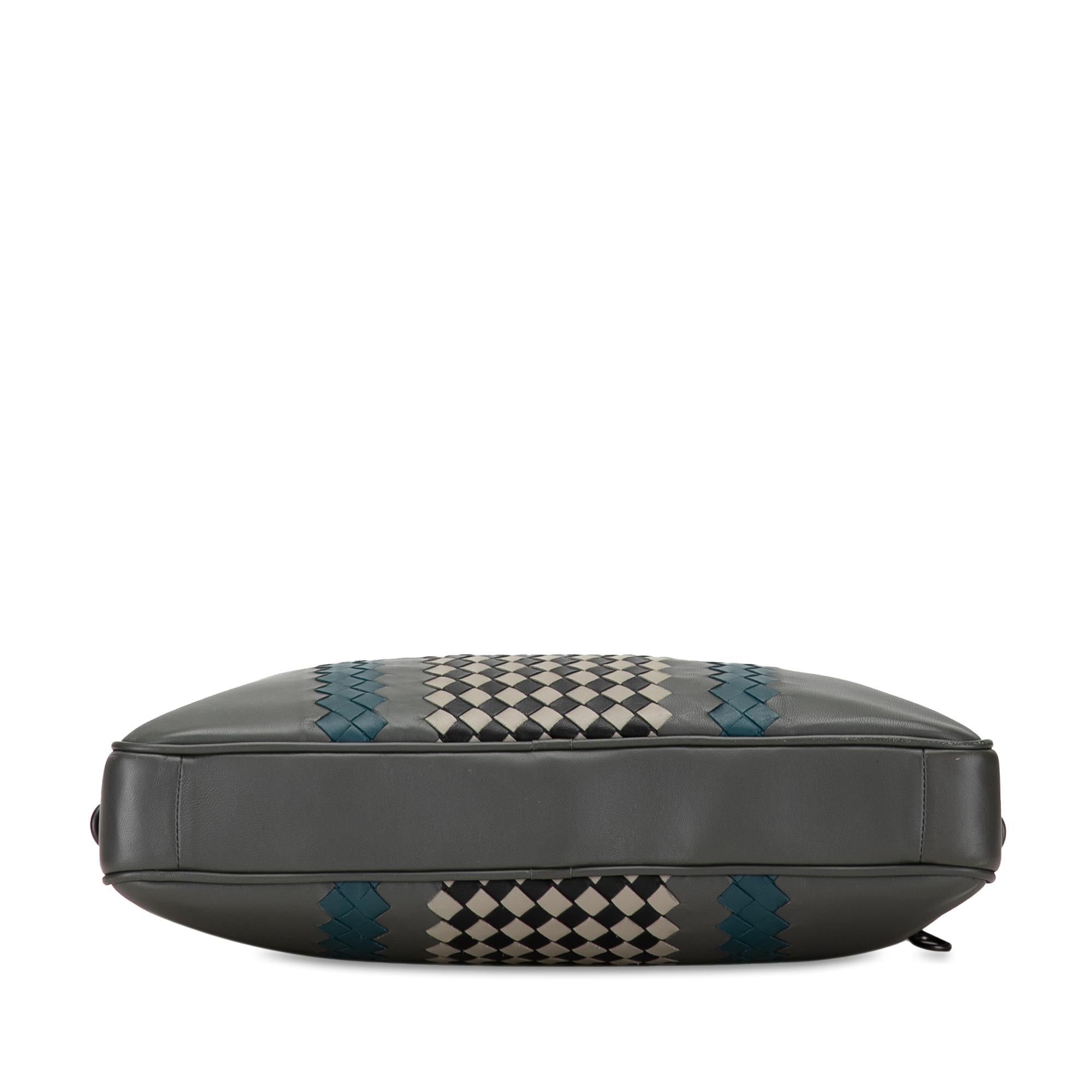 Bottega Veneta Intrecciato-Trimmed Leather Briefcase (SHG-XfagZD)