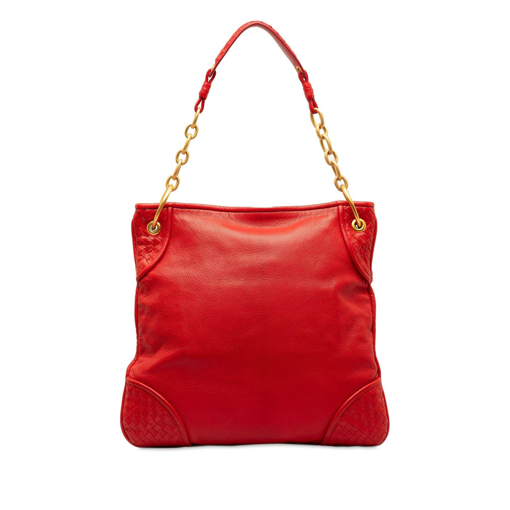 Bottega Veneta Intrecciato Trimmed Leather Shoulder Bag (SHG-3guURJ)