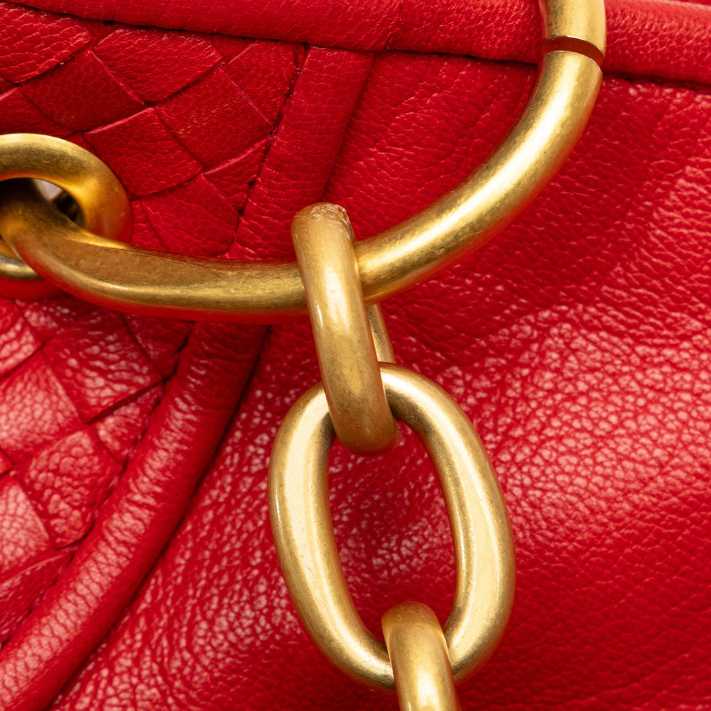 Bottega Veneta Intrecciato Trimmed Leather Shoulder Bag (SHG-3guURJ)