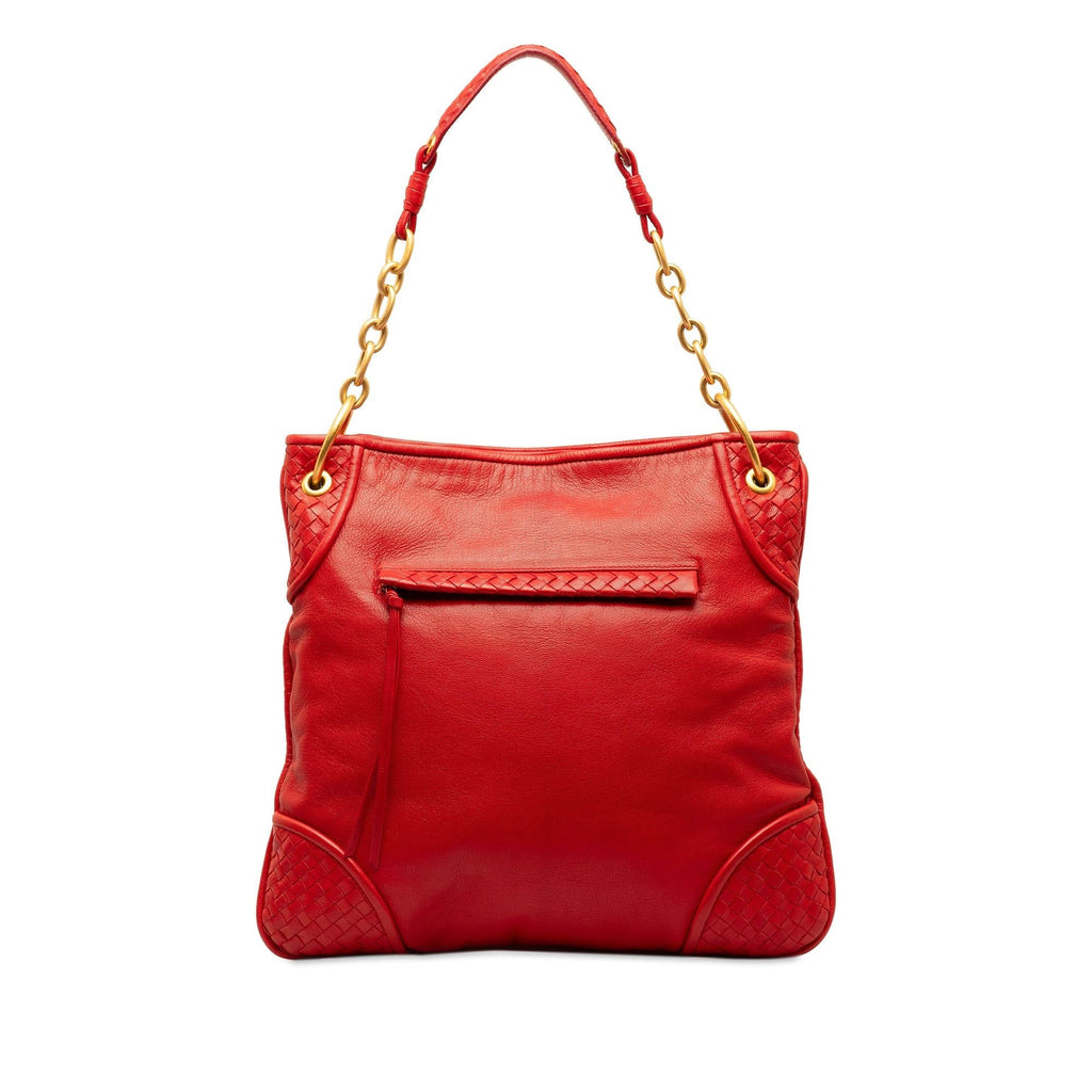 Bottega Veneta Intrecciato Trimmed Leather Shoulder Bag (SHG-3guURJ)