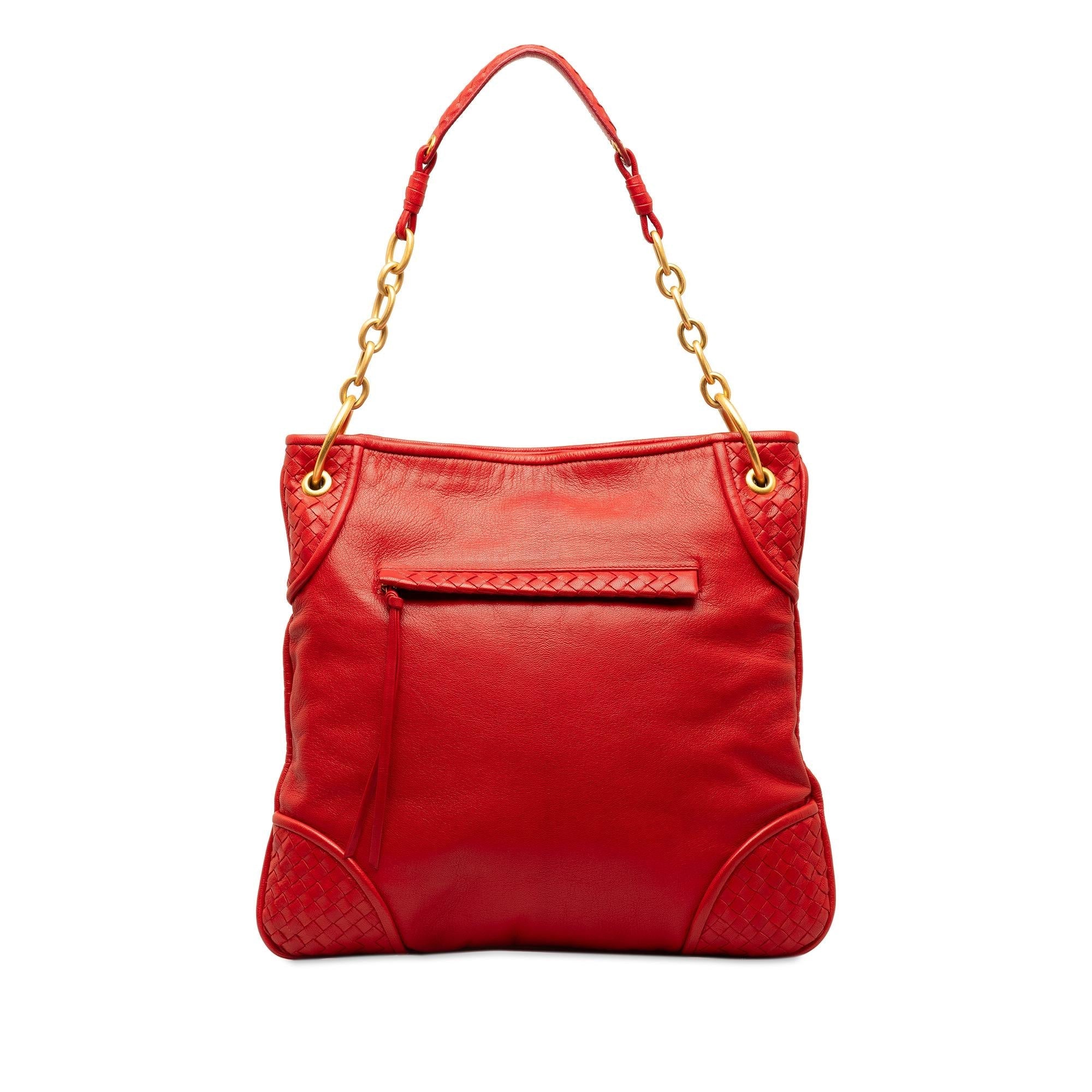 Bottega Veneta Intrecciato Trimmed Leather Shoulder Bag (SHG-3guURJ)