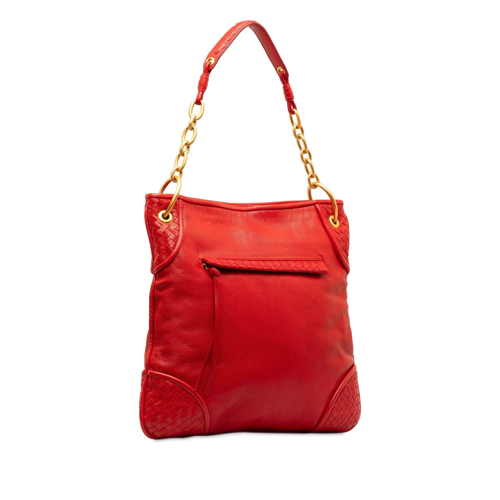 Bottega Veneta Intrecciato Trimmed Leather Shoulder Bag (SHG-3guURJ)